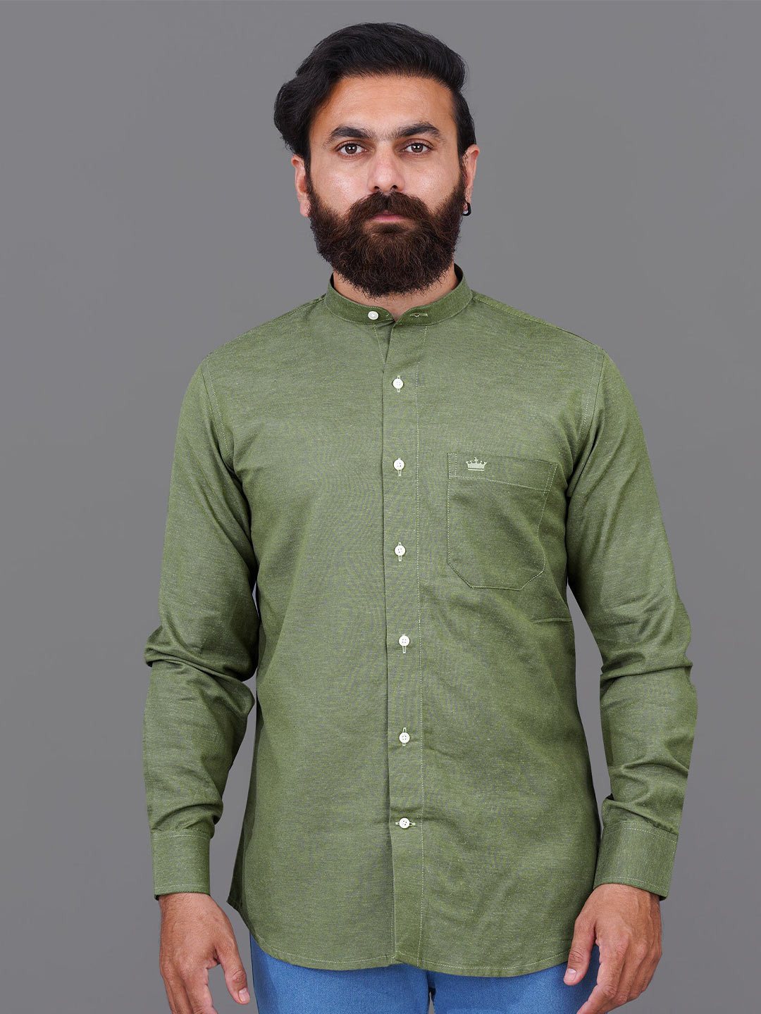 

FRENCH CROWN Men Standard Cotton Casual Shirt, Green