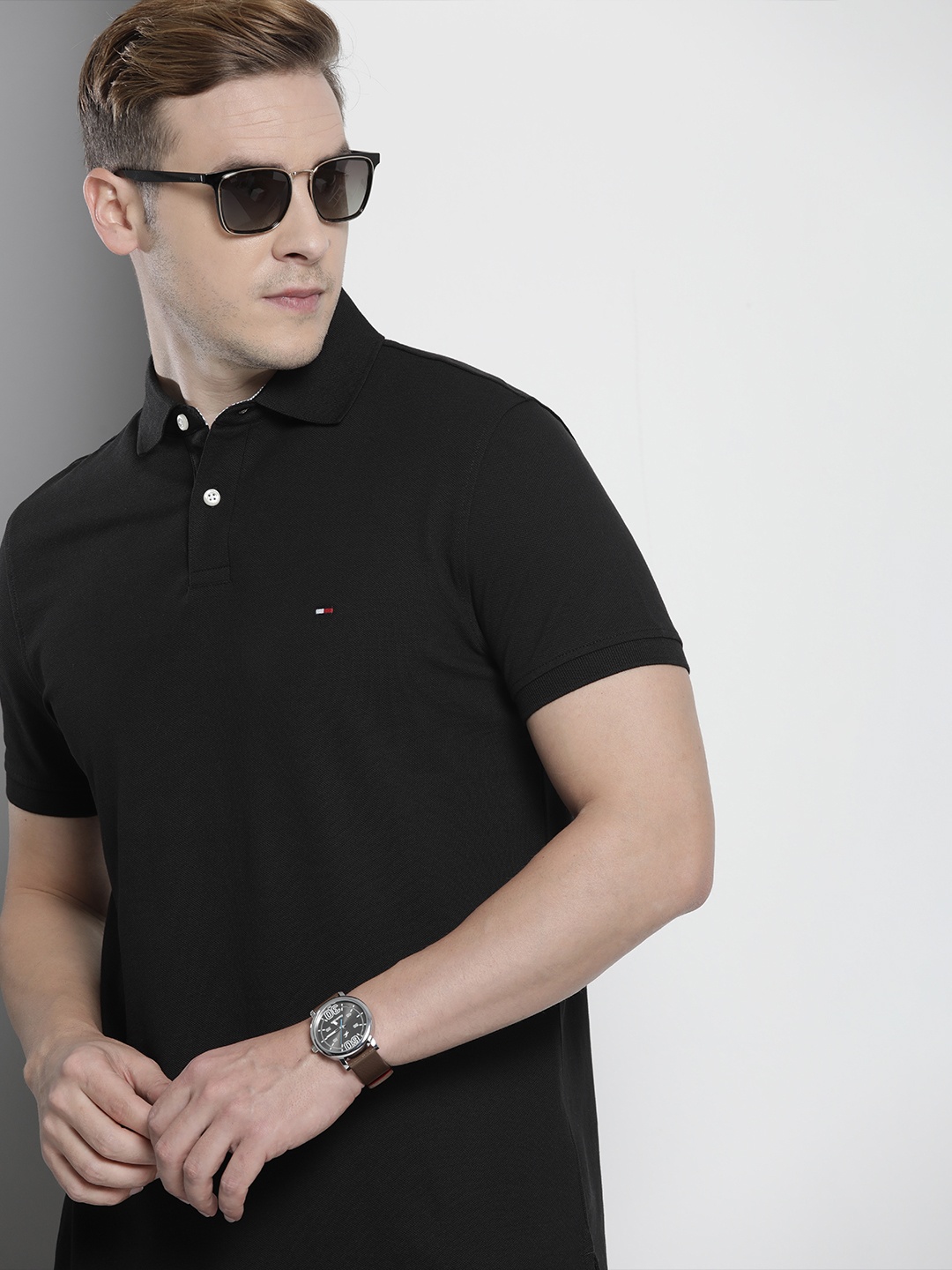 

Tommy Hilfiger Men Polo Collar T-shirt, Black