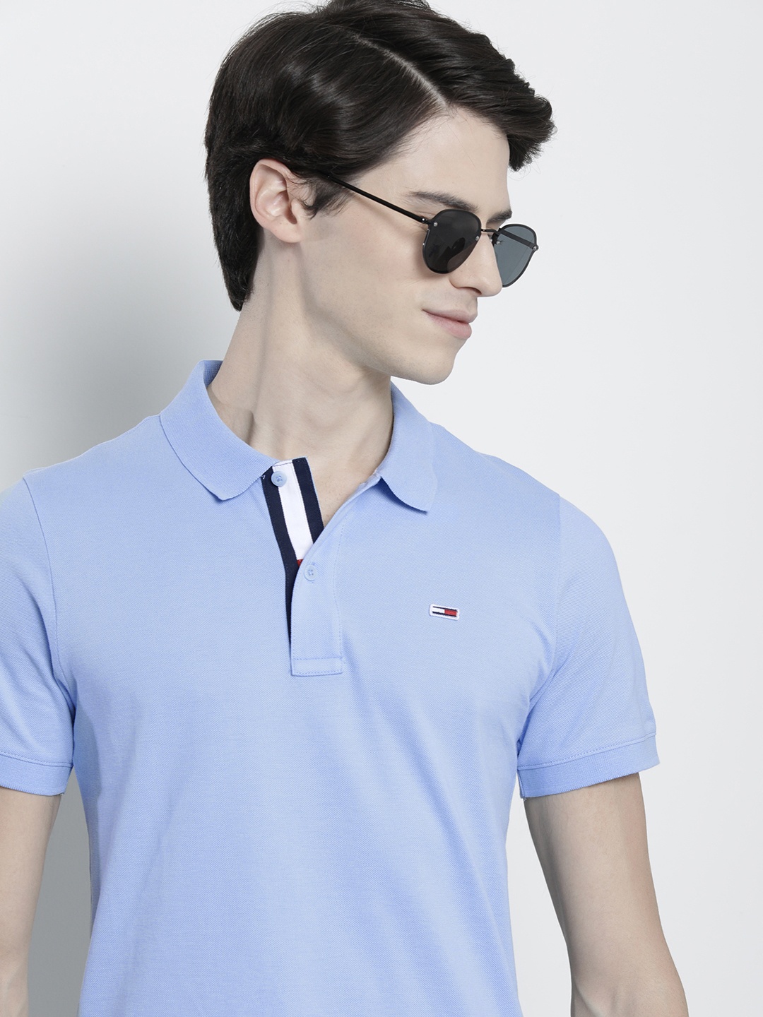 

Tommy Hilfiger Men Polo Collar Pure Cotton T-shirt, Blue