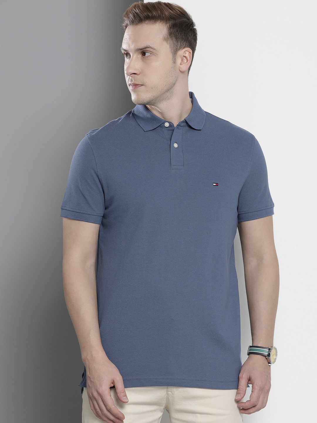 

Tommy Hilfiger Men Solid Polo Collar T-shirt, Blue