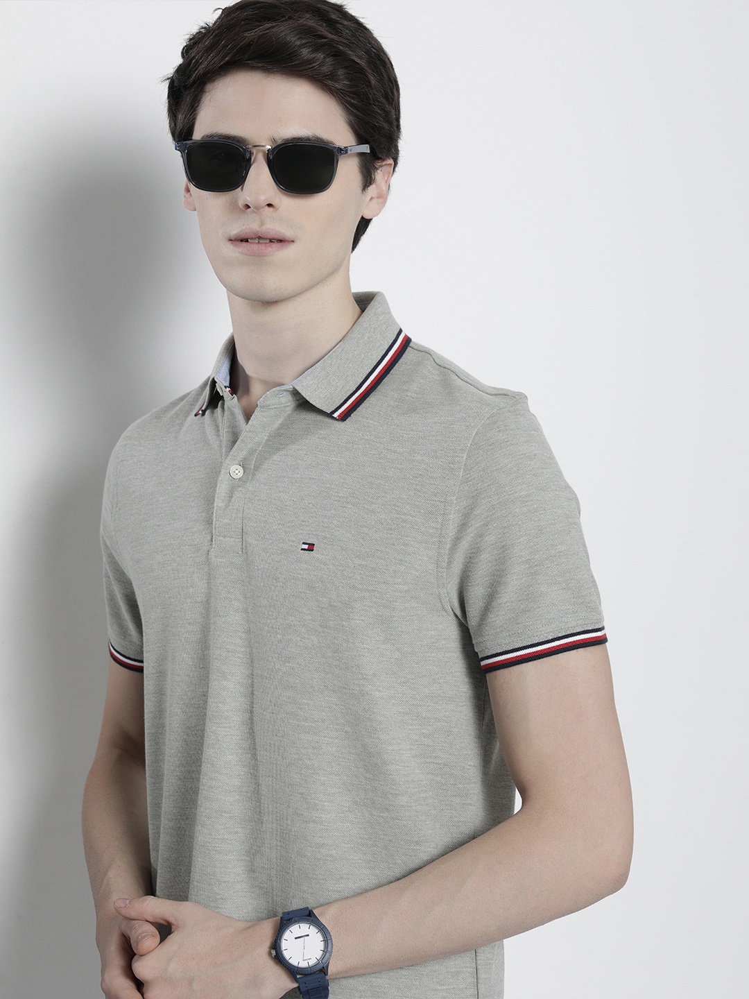 

Tommy Hilfiger Men Polo Collar Solid T-shirt, Grey