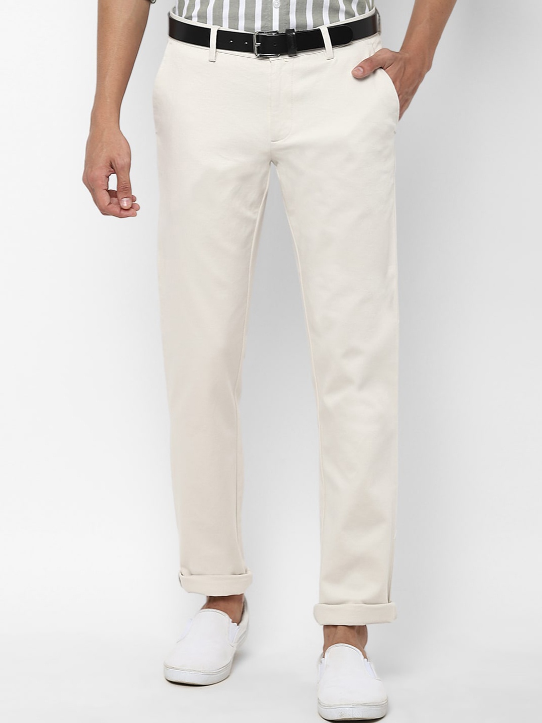 

Allen Solly Men Slim Fit Trousers, Cream