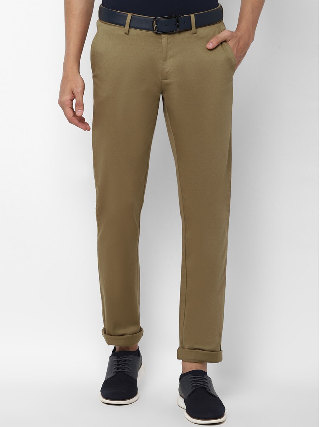 

Allen Solly Men Slim Fit Trousers, Khaki