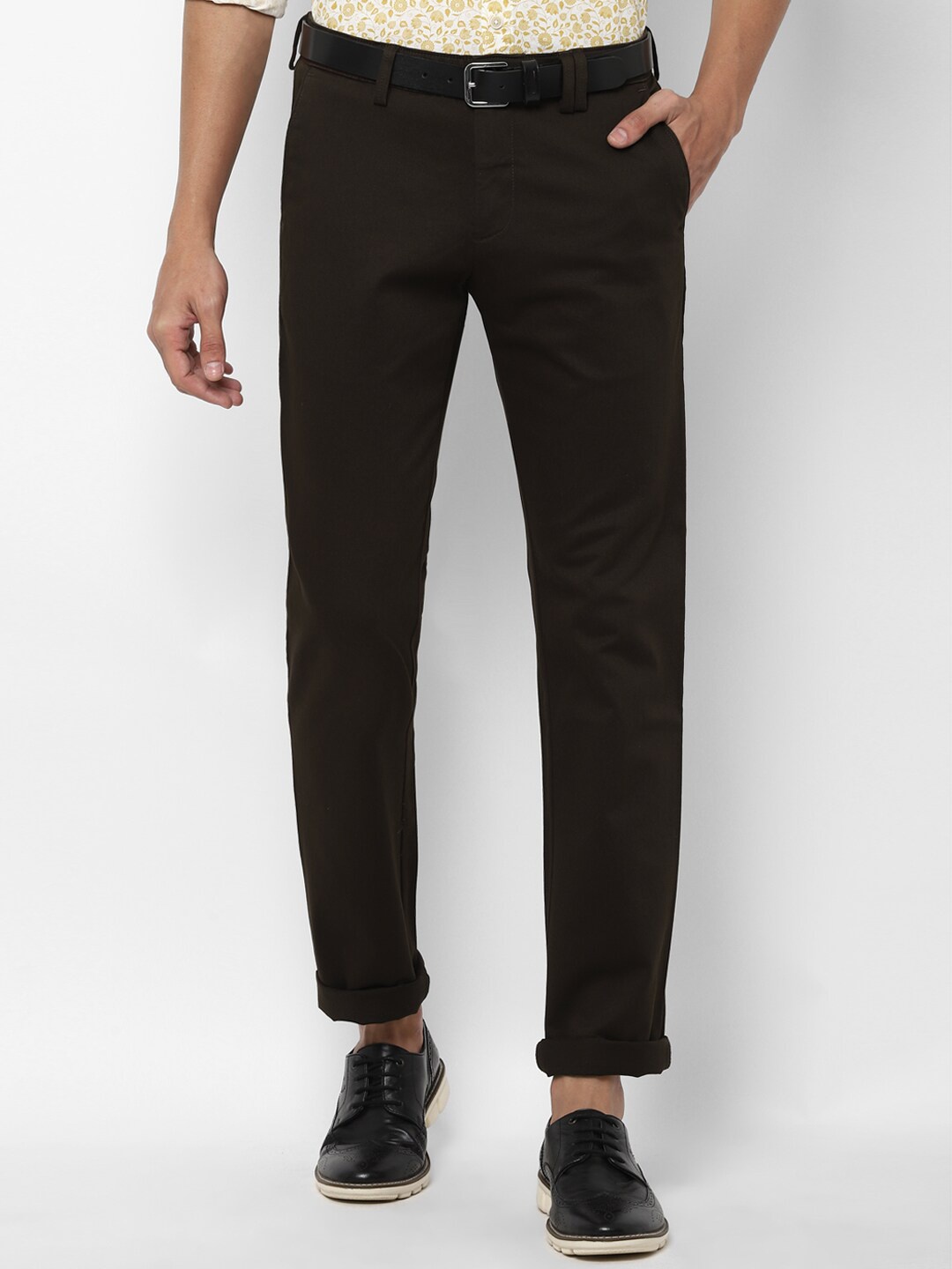 

Allen Solly Men Slim Fit Trousers, Olive