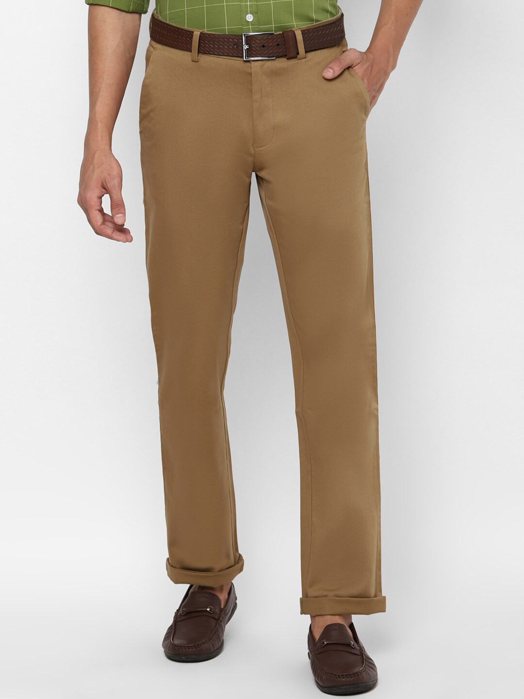 

Allen Solly Men Cotton Solid Trousers, Brown