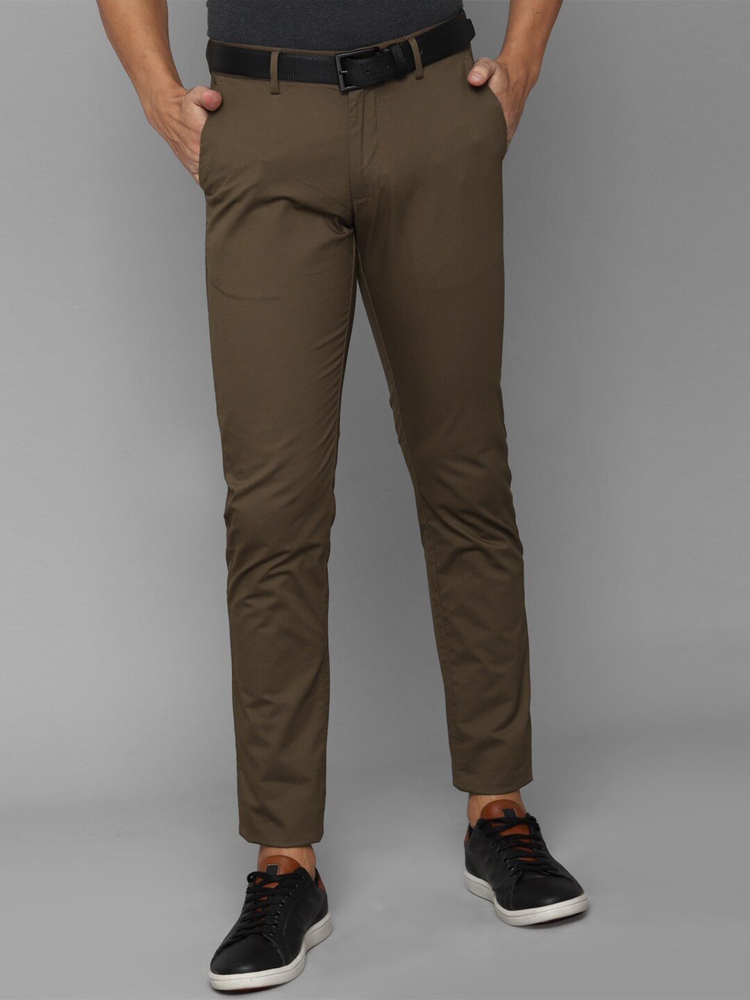 

Allen Solly Men Cotton Slim Fit Trousers, Olive