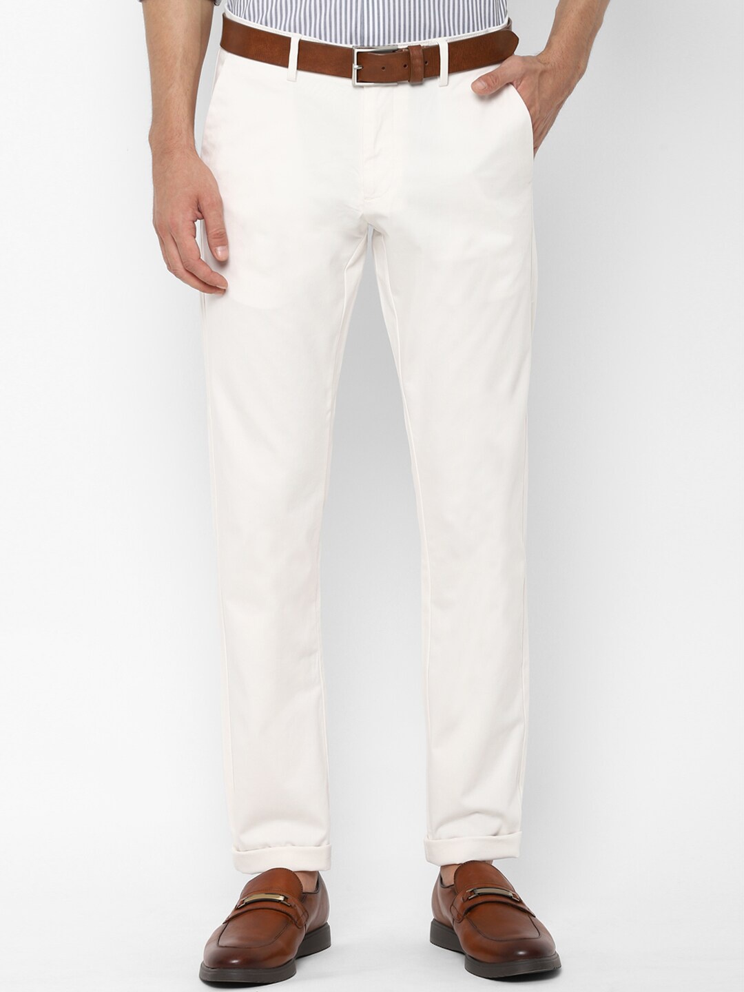 

Allen Solly Men Cotton Slim Fit Trousers, Cream