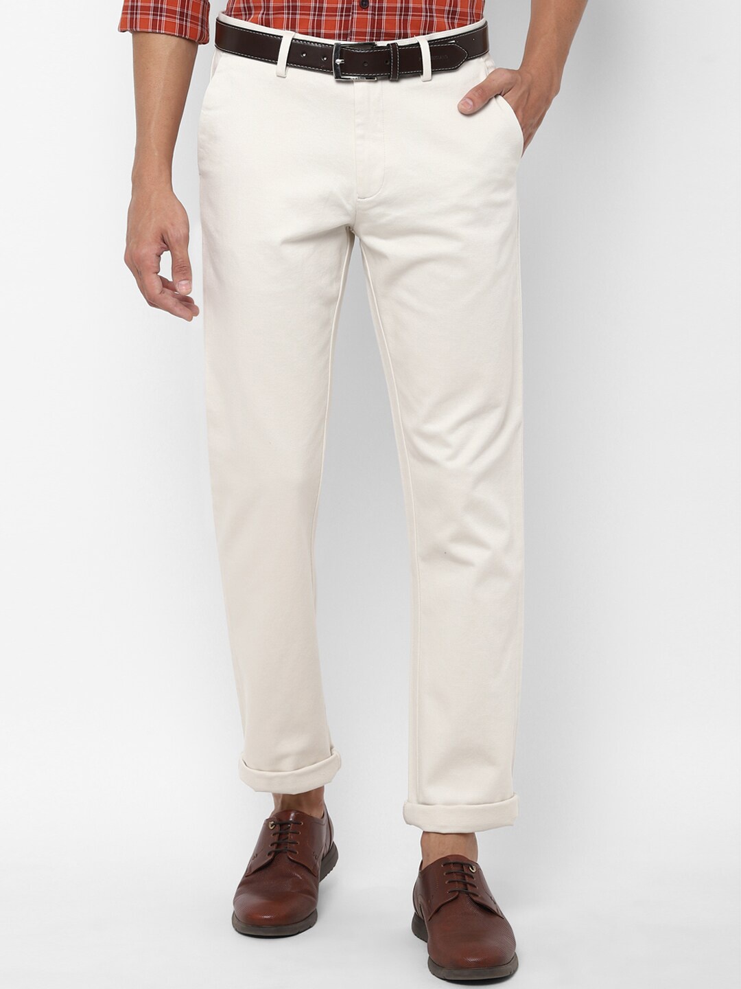 

Allen Solly Men Cotton Solid Trousers, White