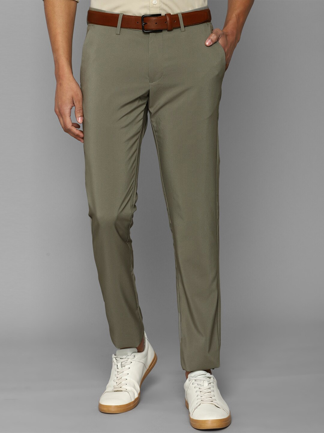 

Allen Solly Men Slim Fit Trousers, Olive