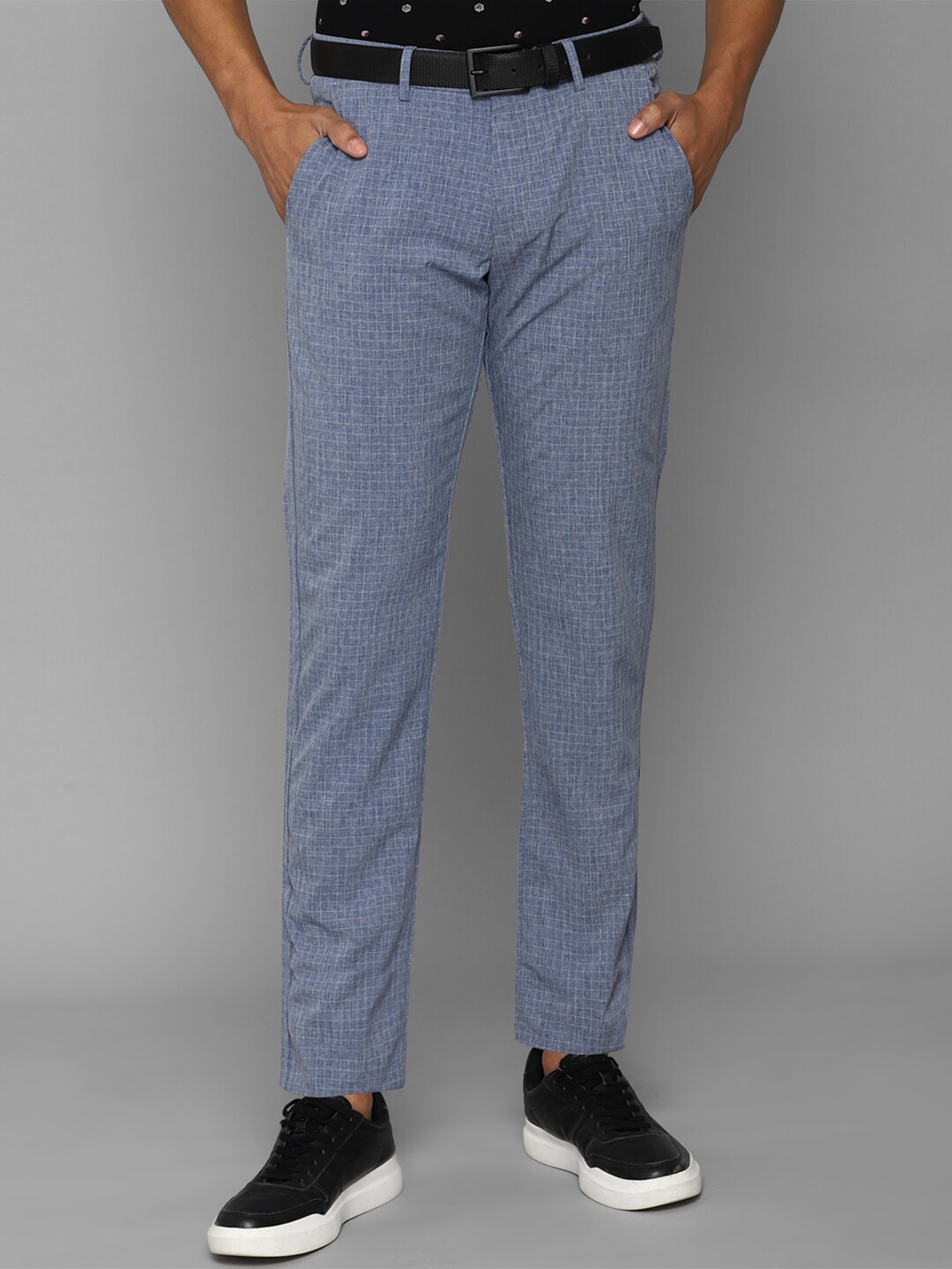 

Allen Solly Men Textured Slim Fit Trousers, Blue