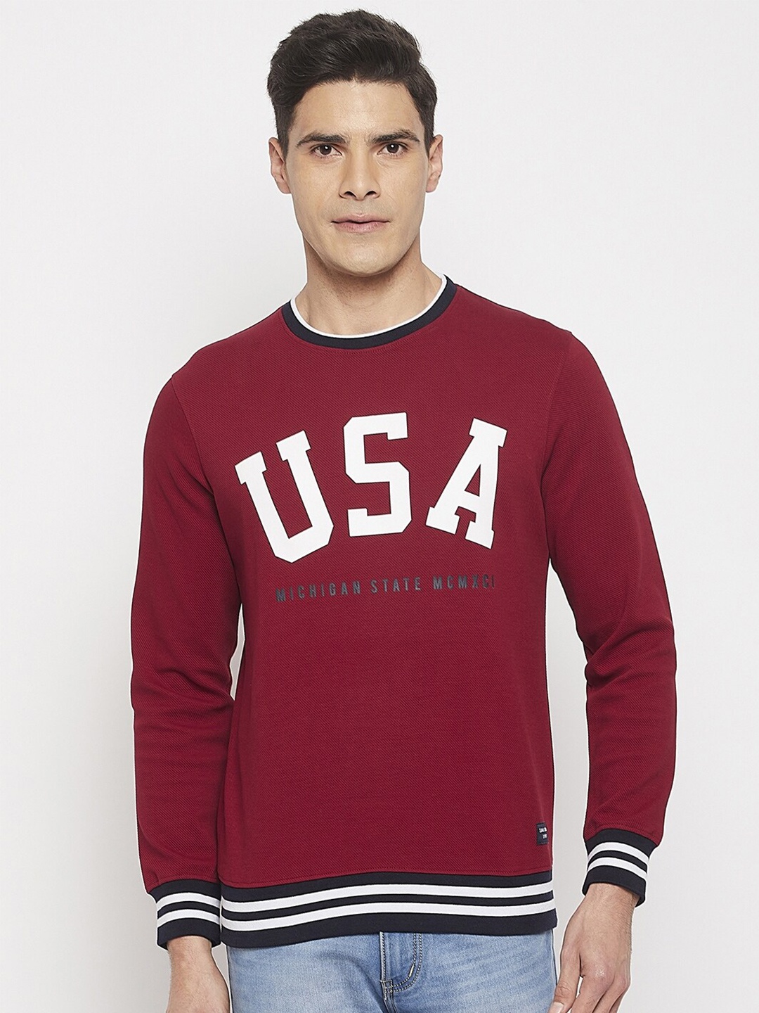 

Octave Men Typography Printed Pure Cotton T-shirt, Magenta