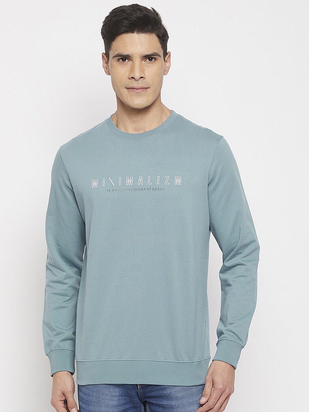 

Octave Men Typography Pure Cotton T-shirt, Blue