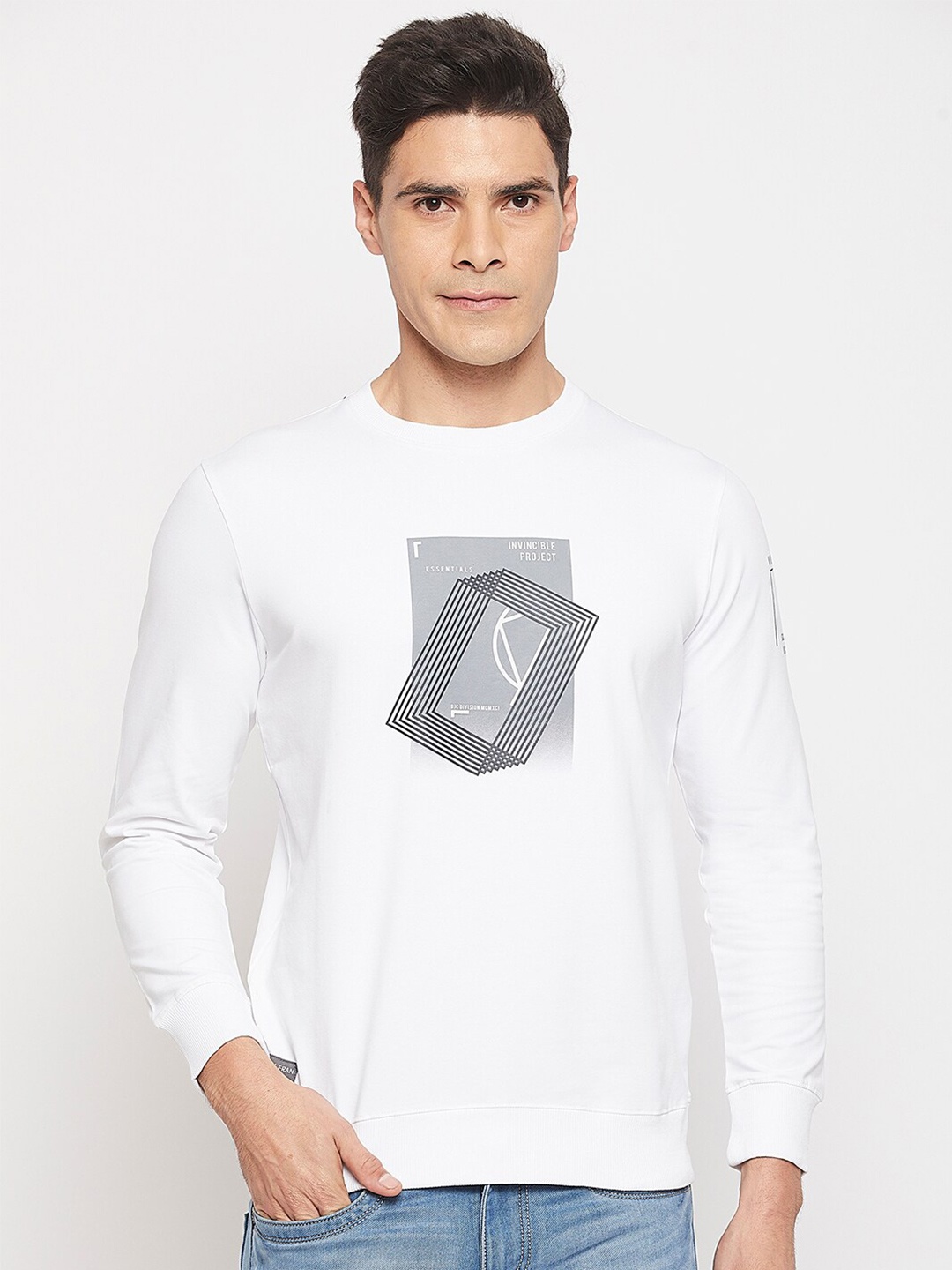 

Octave Men Printed Cotton T-shirt, White