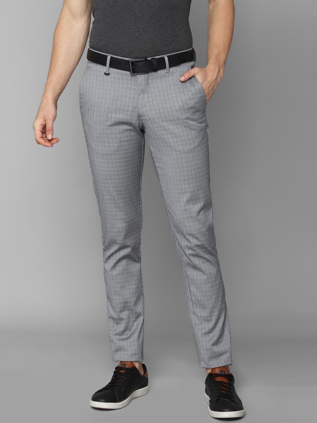 

Louis Philippe Sport Men Checked Slim Fit Trousers, Grey