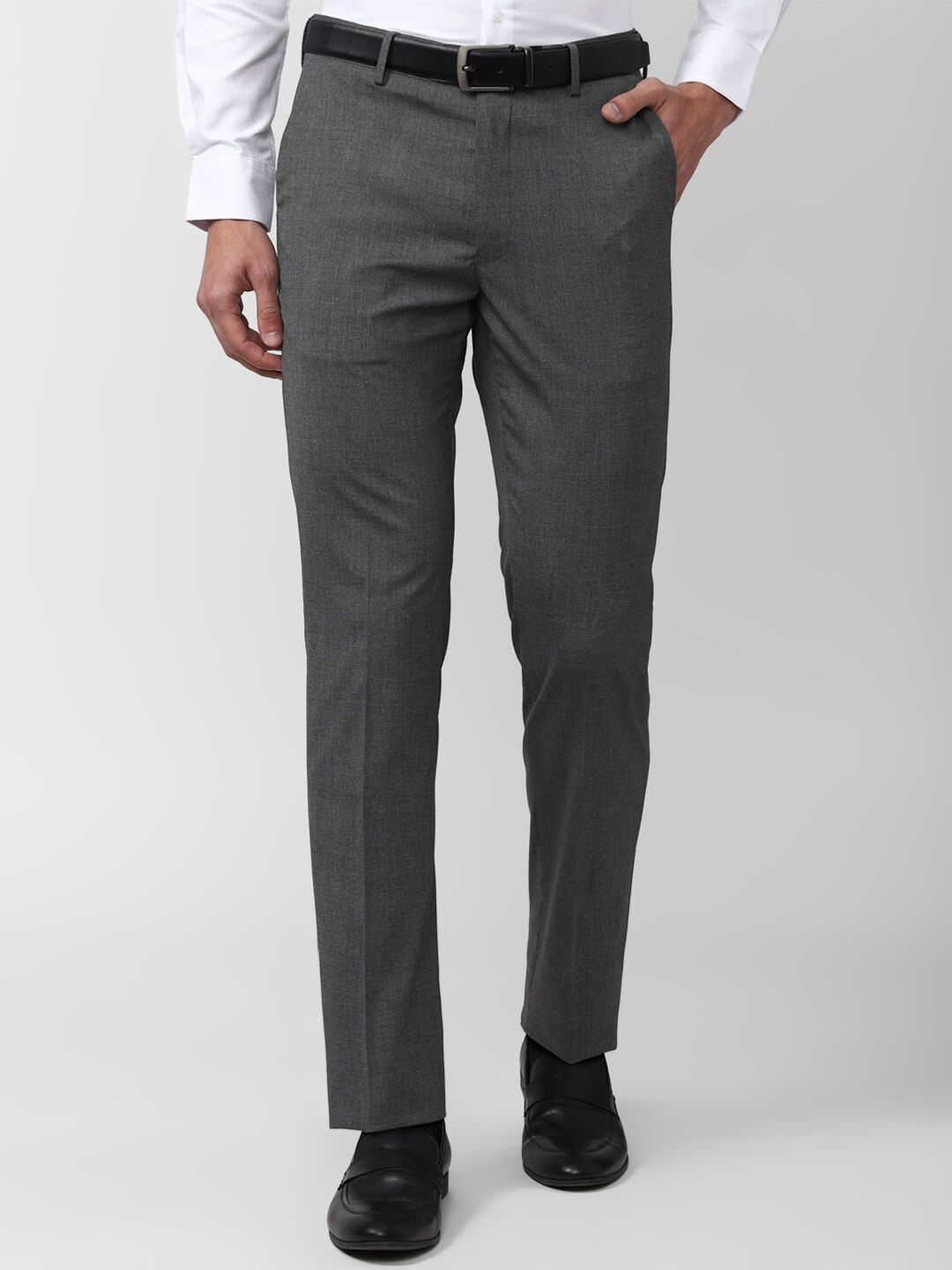 

Peter England Men Slim Fit Formal Trousers, Grey