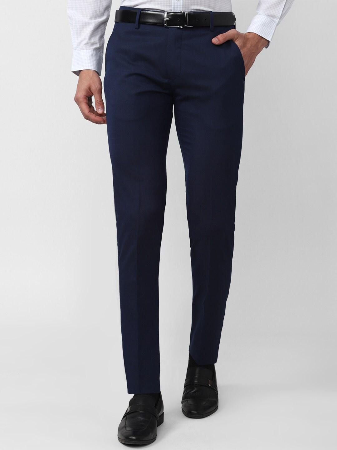 

Peter England Men Slim Fit Trousers, Navy blue