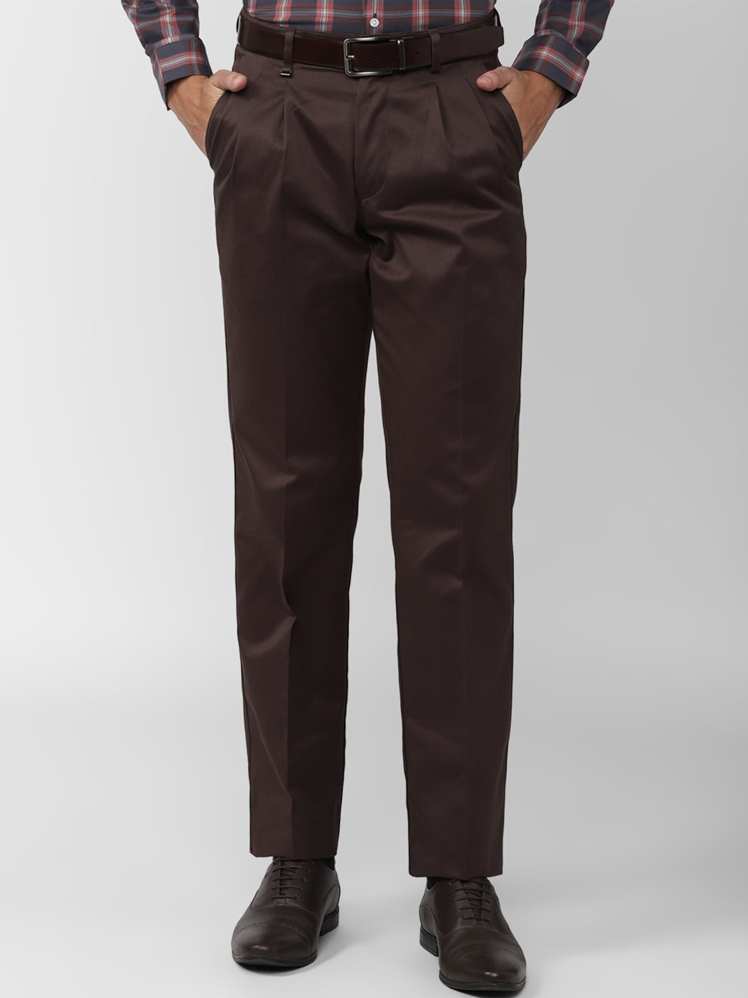 

Van Heusen Men Pleated Formal Trouser, Brown