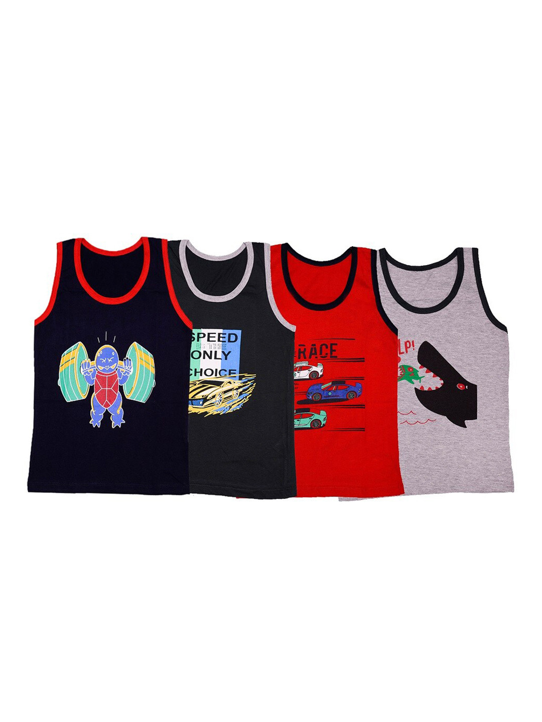 

SMARTERKIDS Infants Boys Pack Of 4 Cotton Innerwear Vests, Assorted