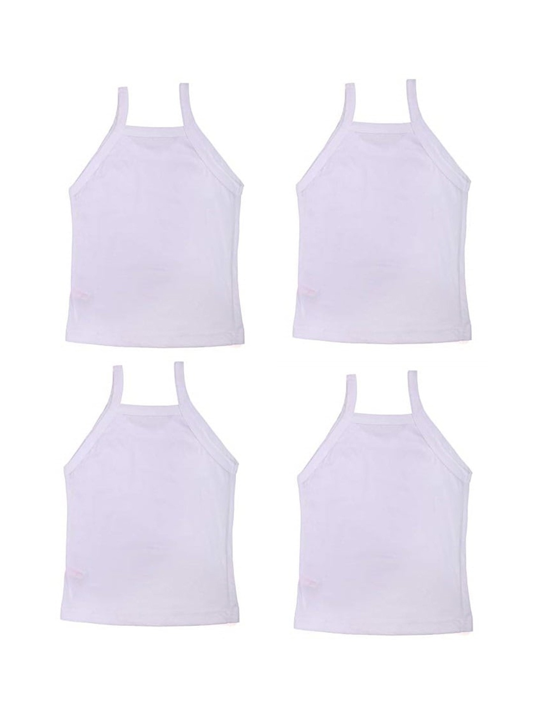 

SMARTERKIDS Girls Pack of 4 Pure Cotton Innerwear Vests, White