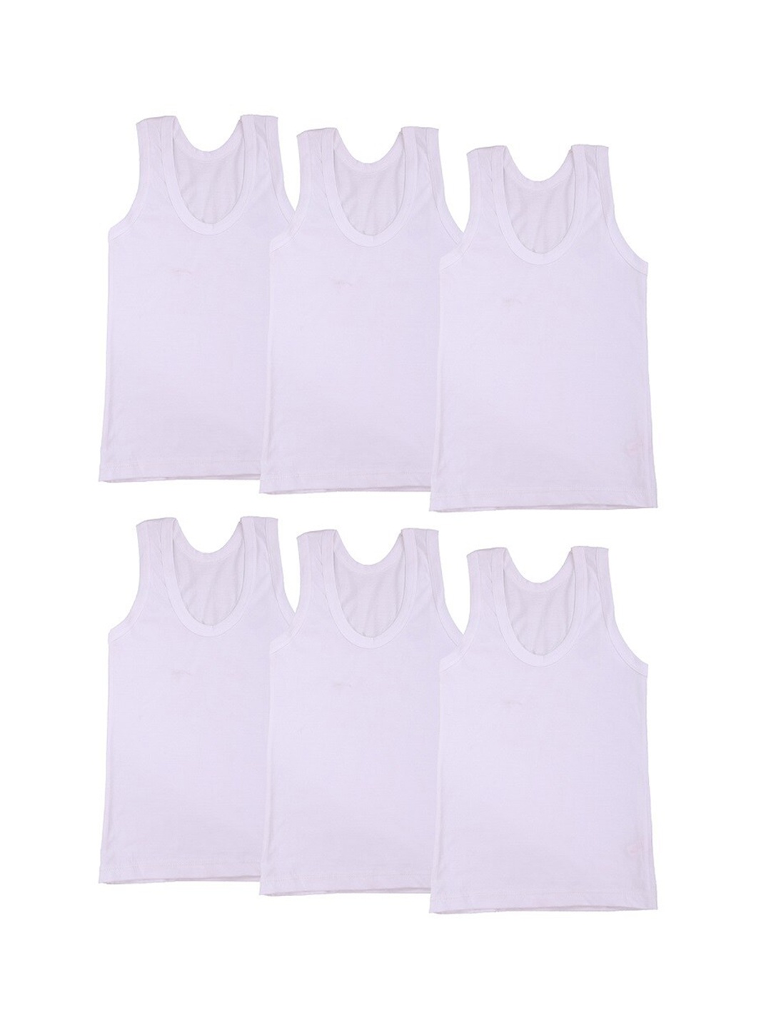 

SMARTERKIDS Infants Pack Of 6 Pure Cotton Innerwear Vests, White