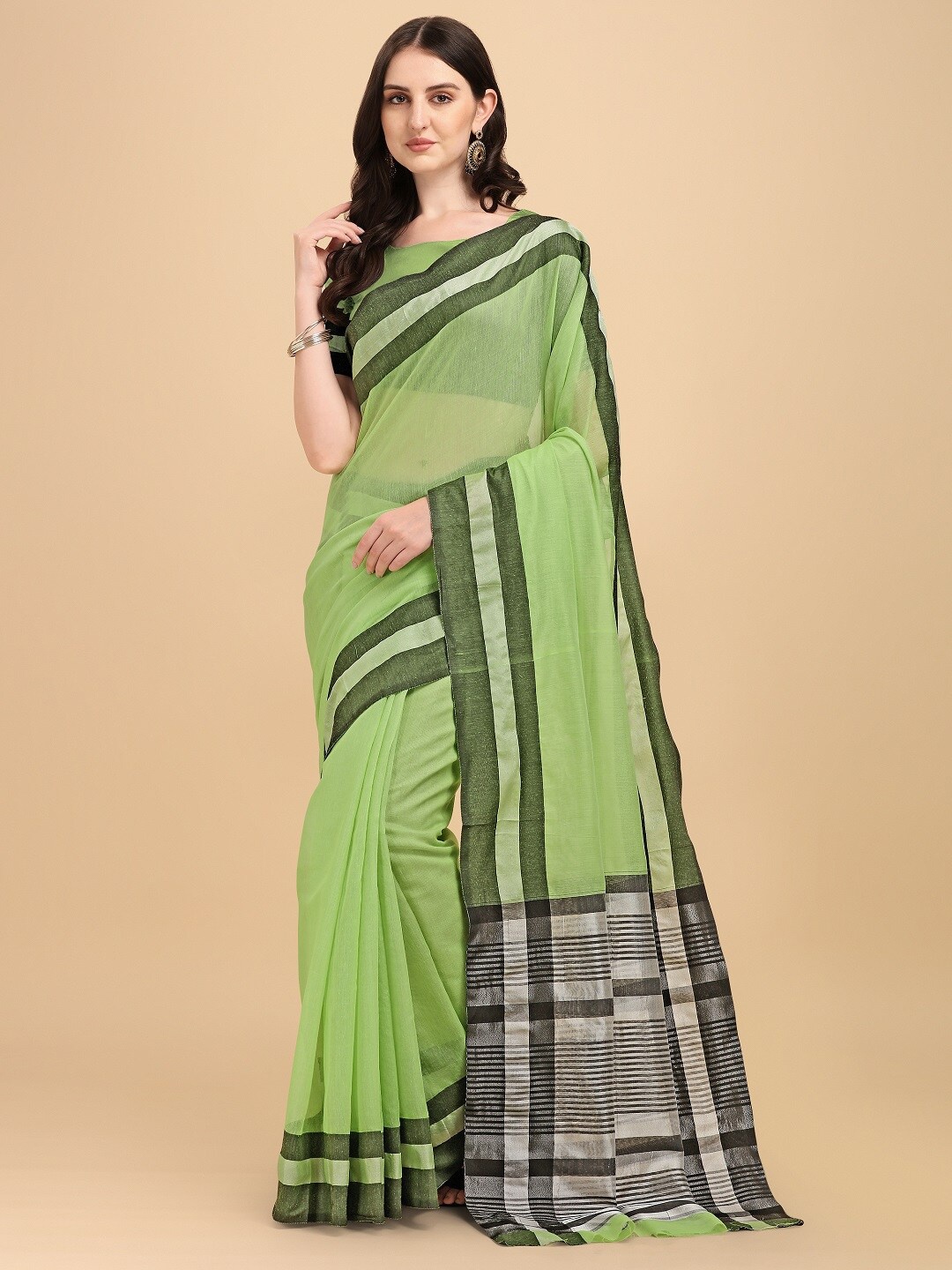 

Naishu Trendz Pure Silk Kanjeevaram Saree, Green
