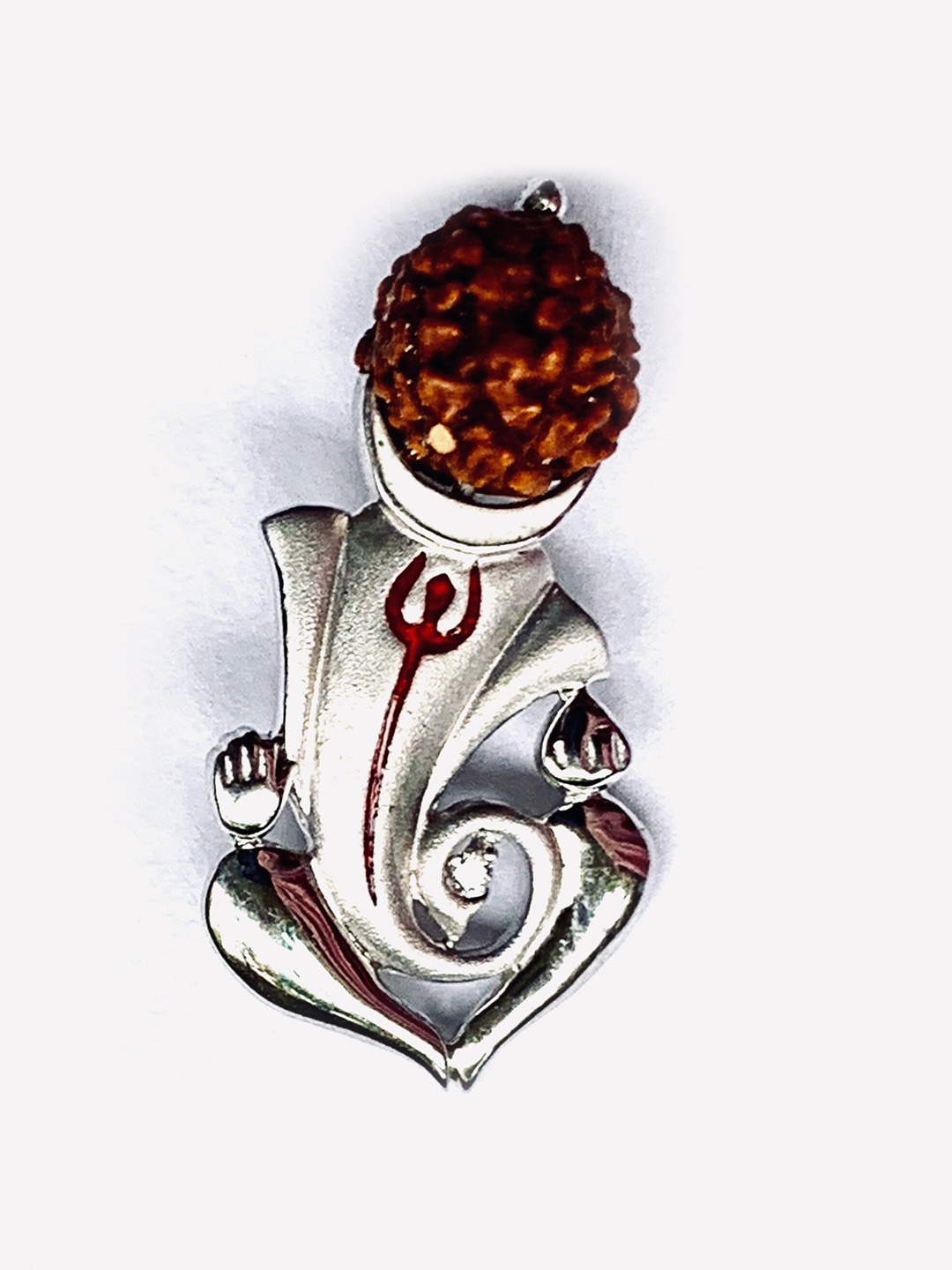 

ahilya 92.5 Sterling Silver & Silver-Plated Ganesha Rudraksha Pendant