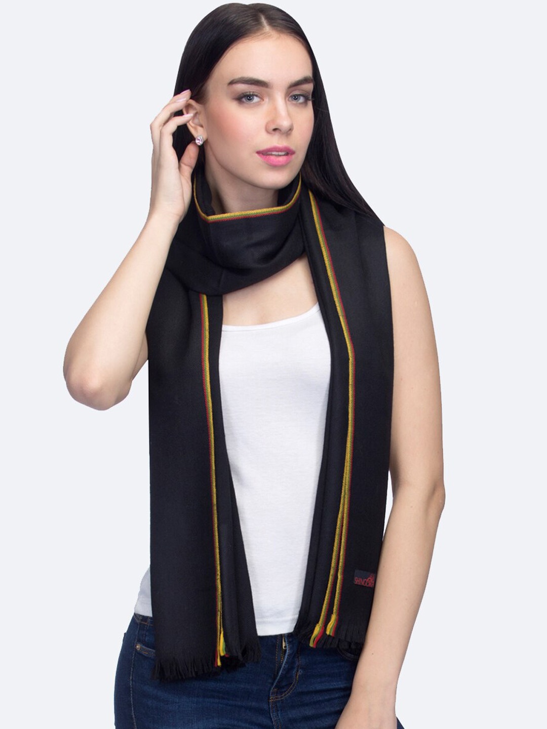 

SHINGORA Women Woolen Shawl, Black