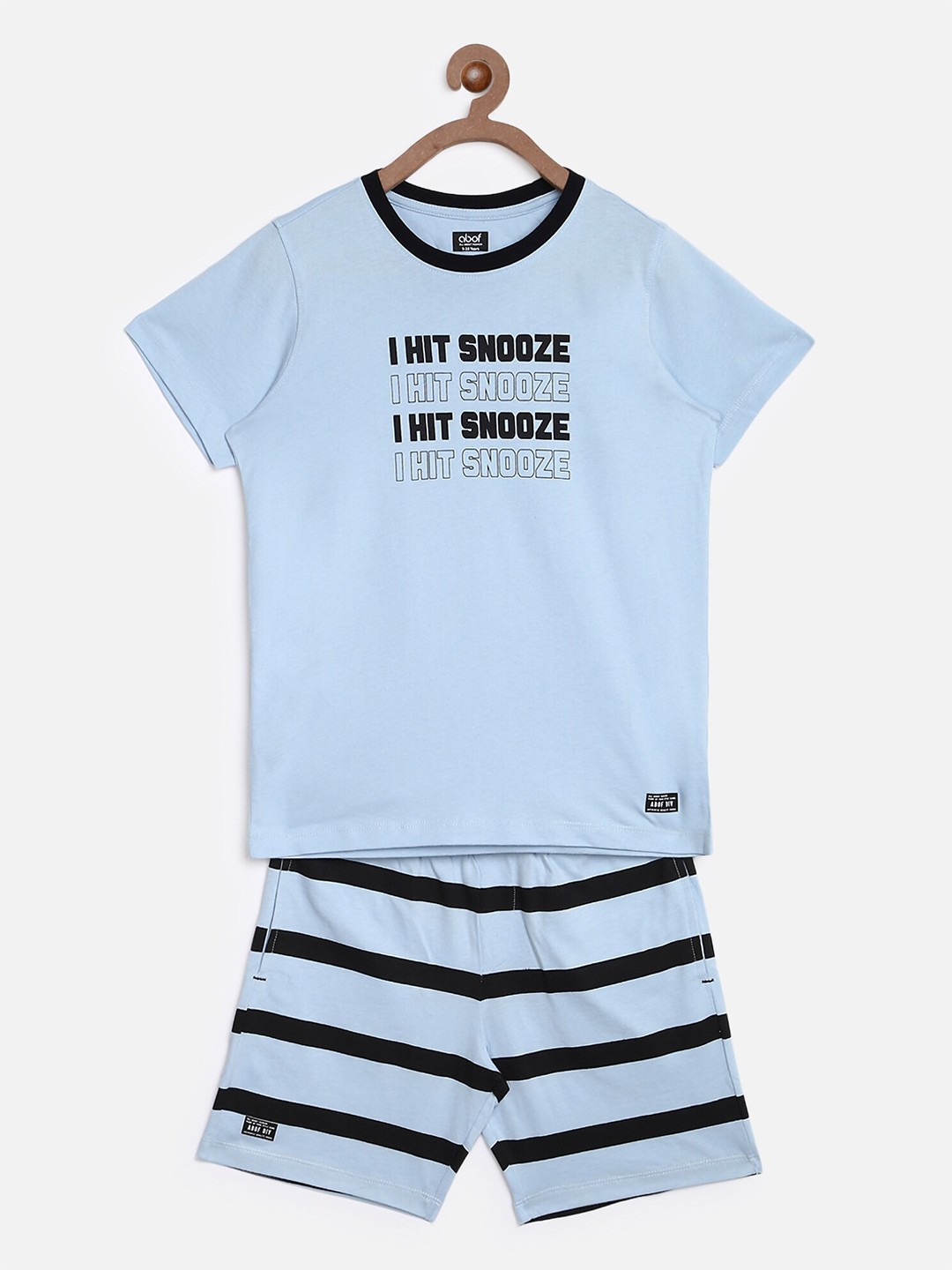 

abof Boys Printed Cotton T-shirt with Shorts, Blue
