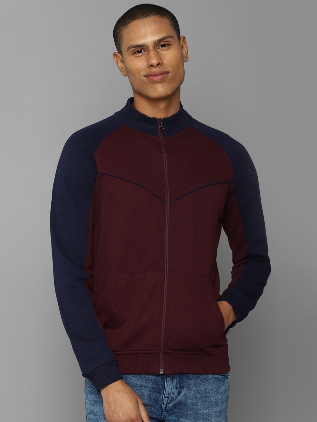 

Allen Solly Men Colourblocked Sweatshirt, Maroon