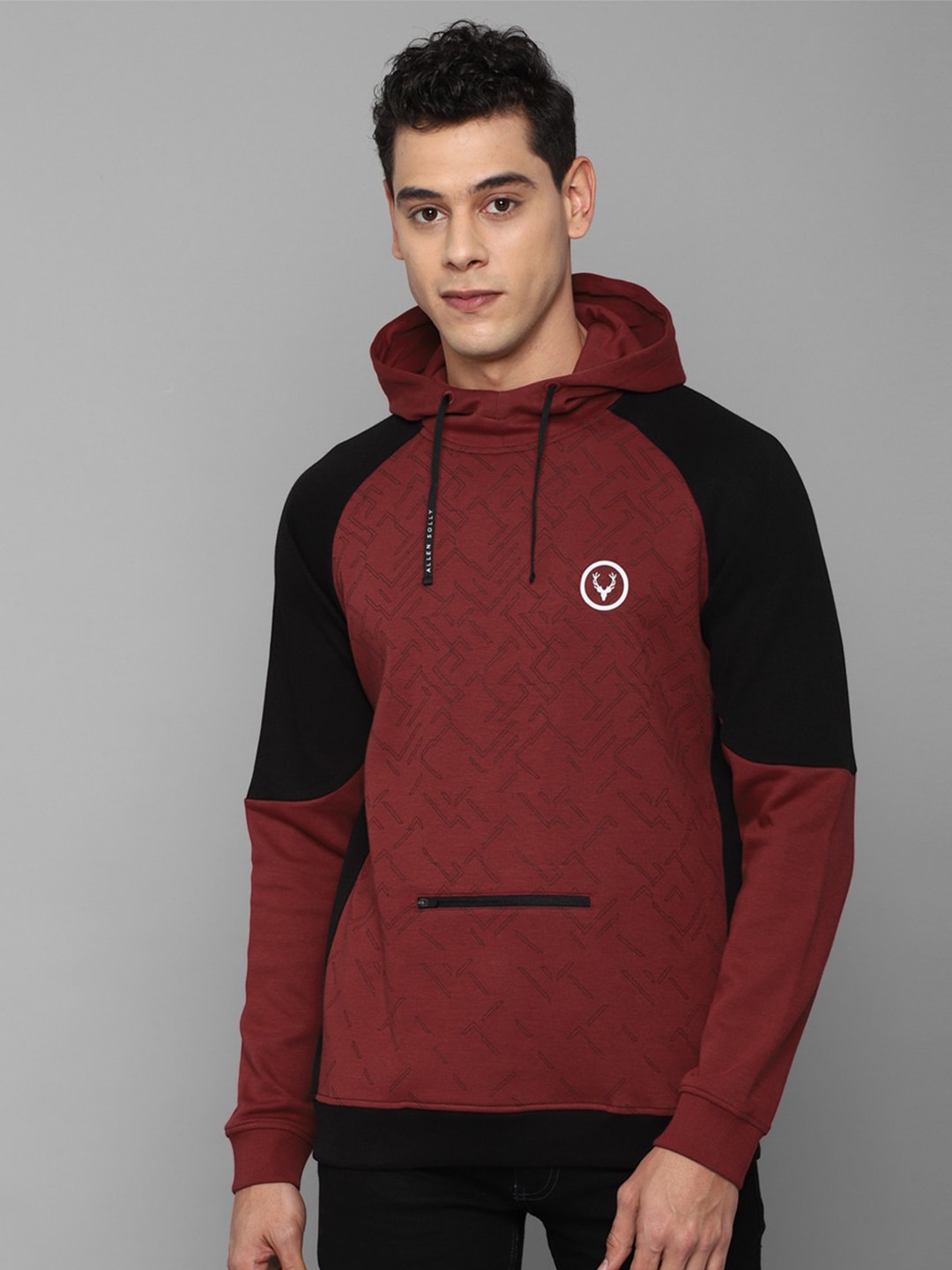 

Allen Solly Men Hooded Cotton Sweatshirt, Maroon