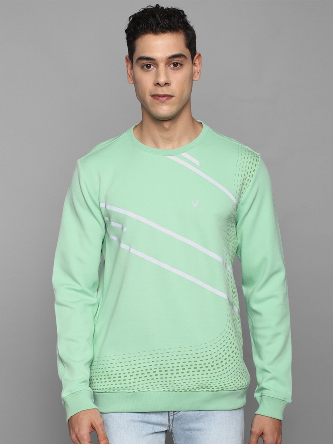 

Allen Solly Men Printed Cotton Sweatshirt, Green