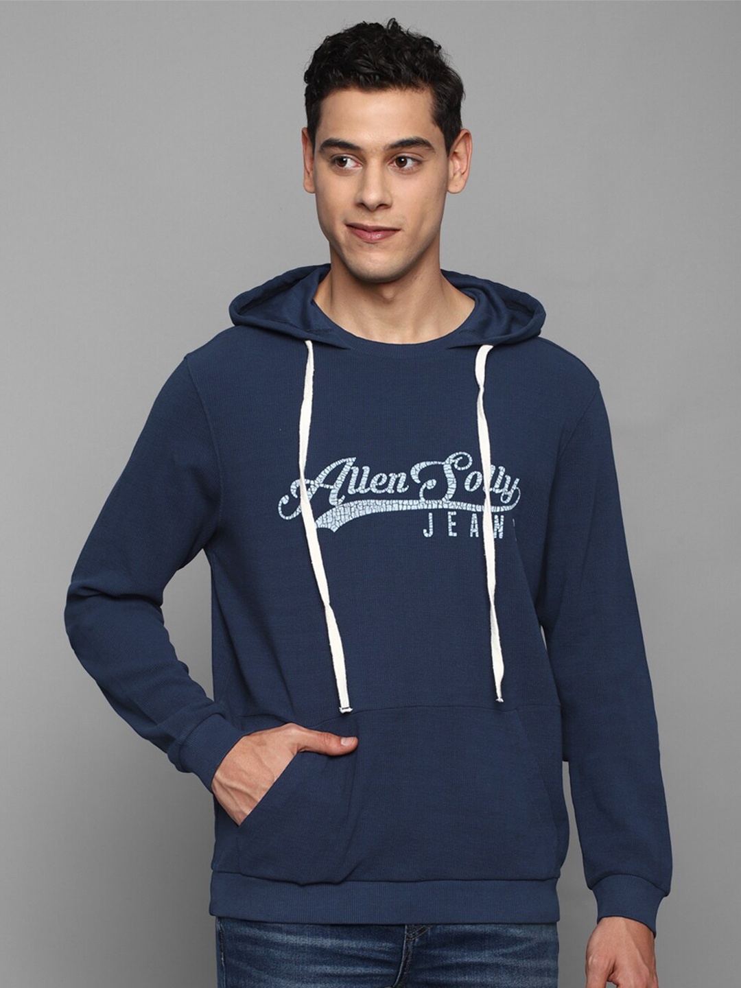 

Allen Solly Sport Printed Hooded Sweatshirt, Navy blue