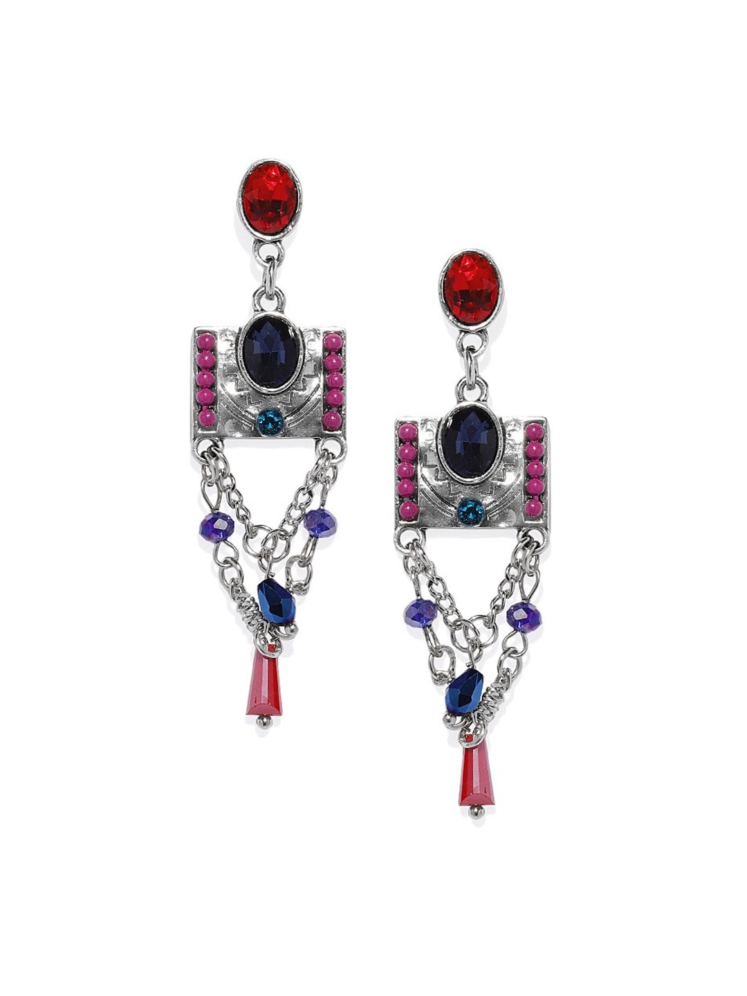 

Blisscovered Contemporary Drop Earrings, Red