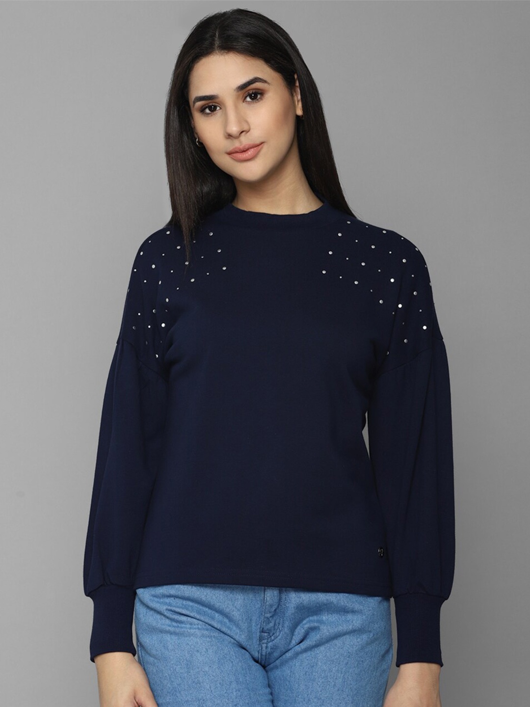 

Allen Solly Woman Women Cotton Sweatshirt, Navy blue