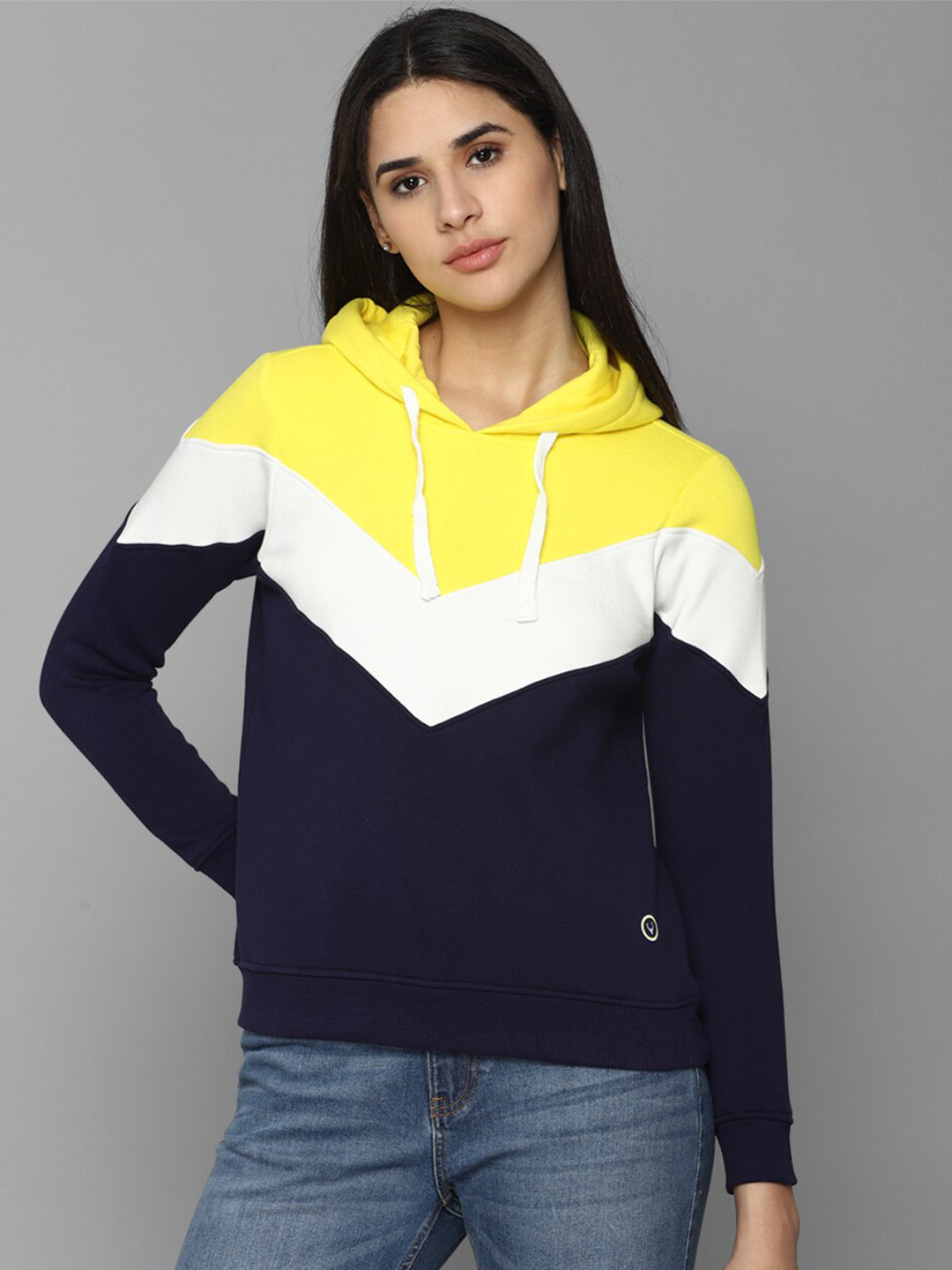 

Allen Solly Woman Women Colourblocked Hooded Sweatshirt, Black