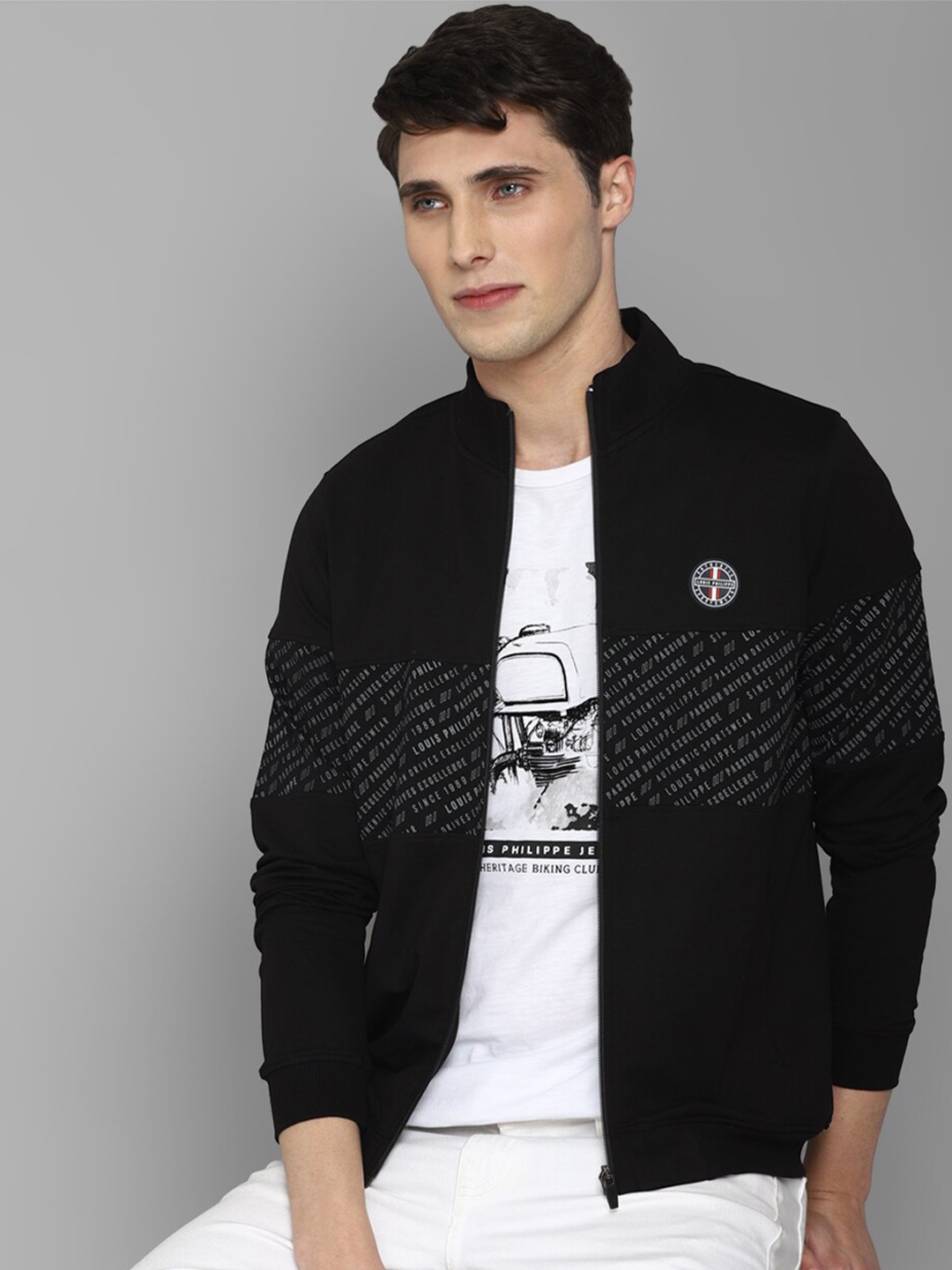 

Louis Philippe Sport Men Black Cotton Printed Sweatshirt