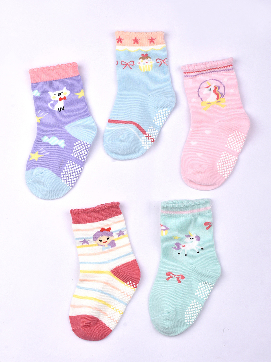 

FOOTPRINTS Kids Pack Of 5 Ankle-Length Cotton Socks, Grey