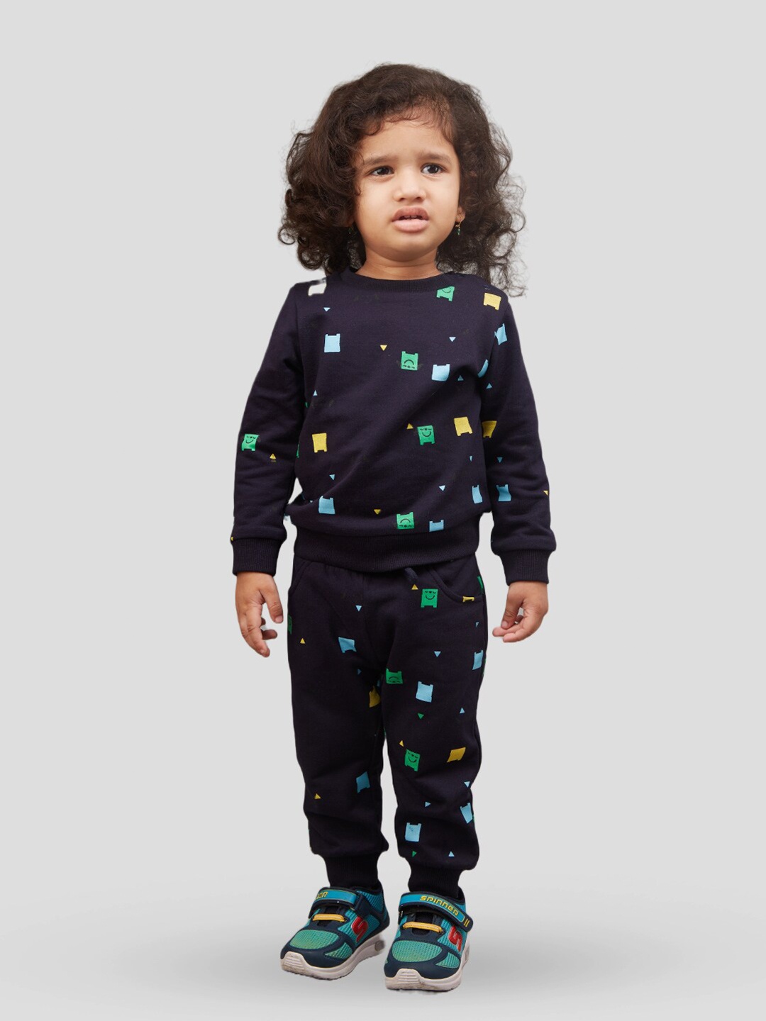 

Zalio Boys Printed Sweatshirt with Joggers, Navy blue