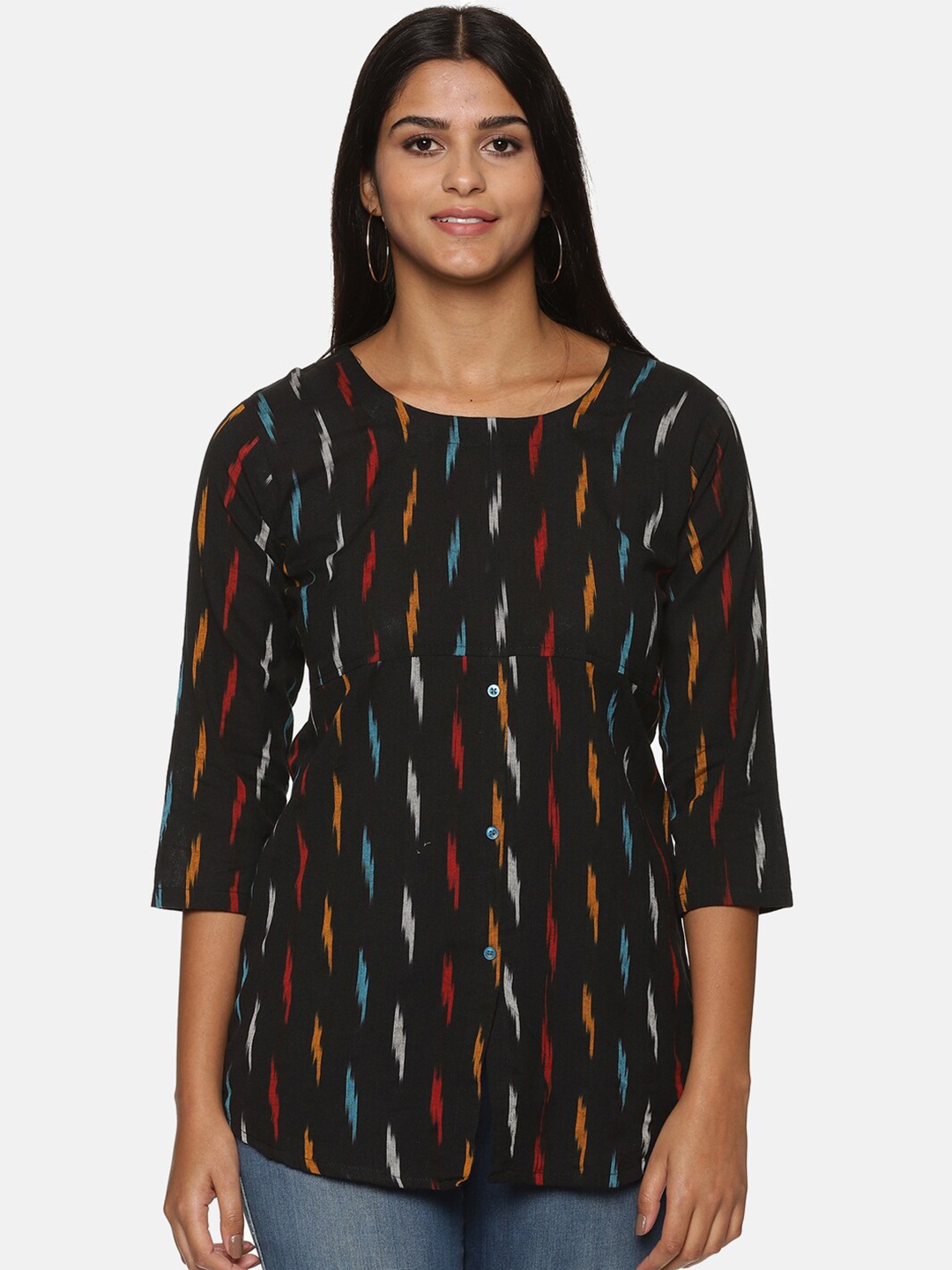 

Resha Printed Pure Cotton Kurti, Black