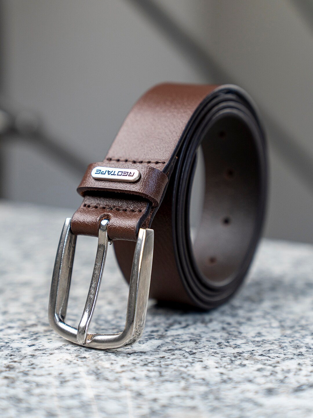 

Red Tape Men Leather Formal Belt, Brown