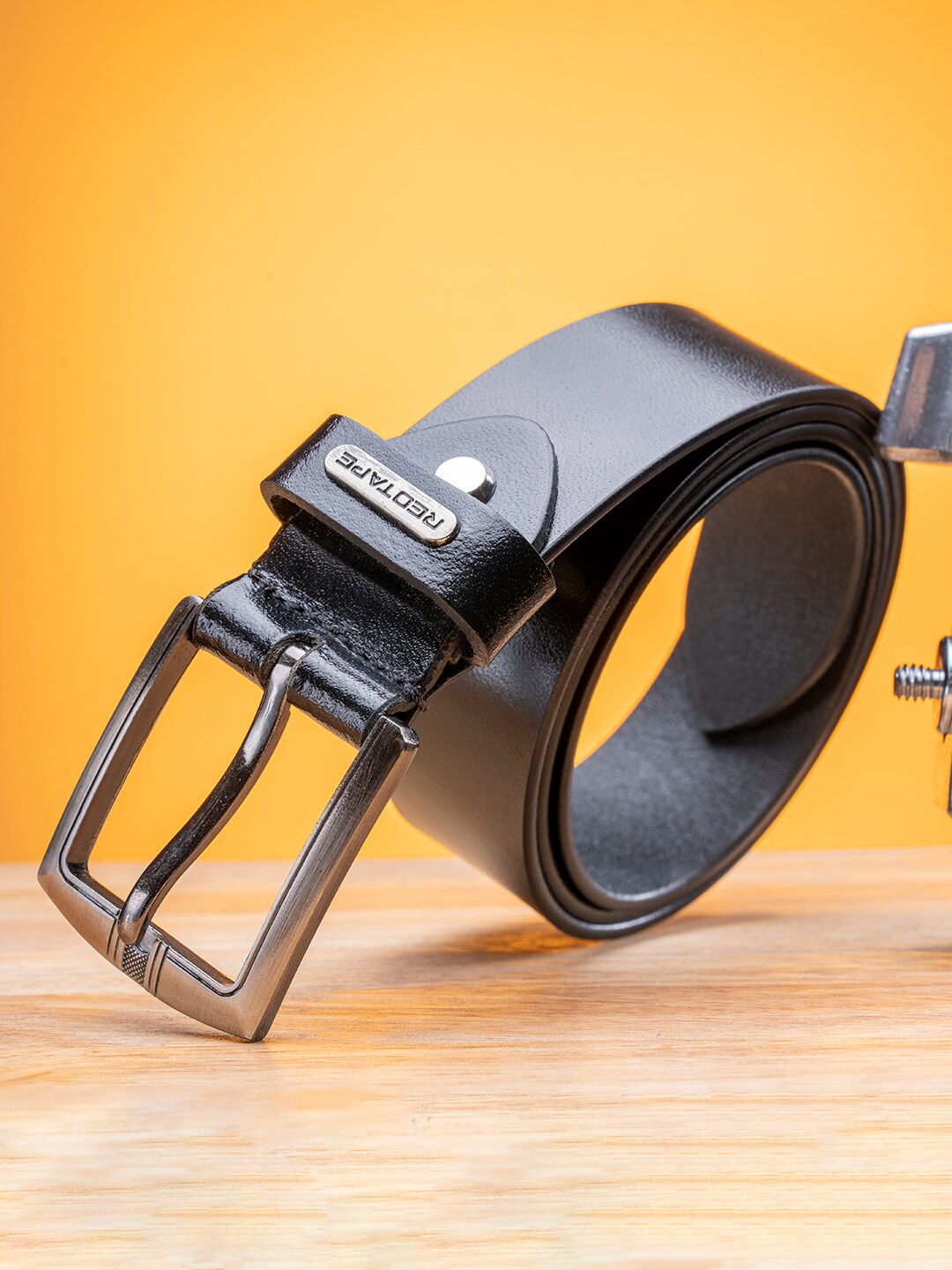 

Red Tape Men Leather Formal Belt, Black