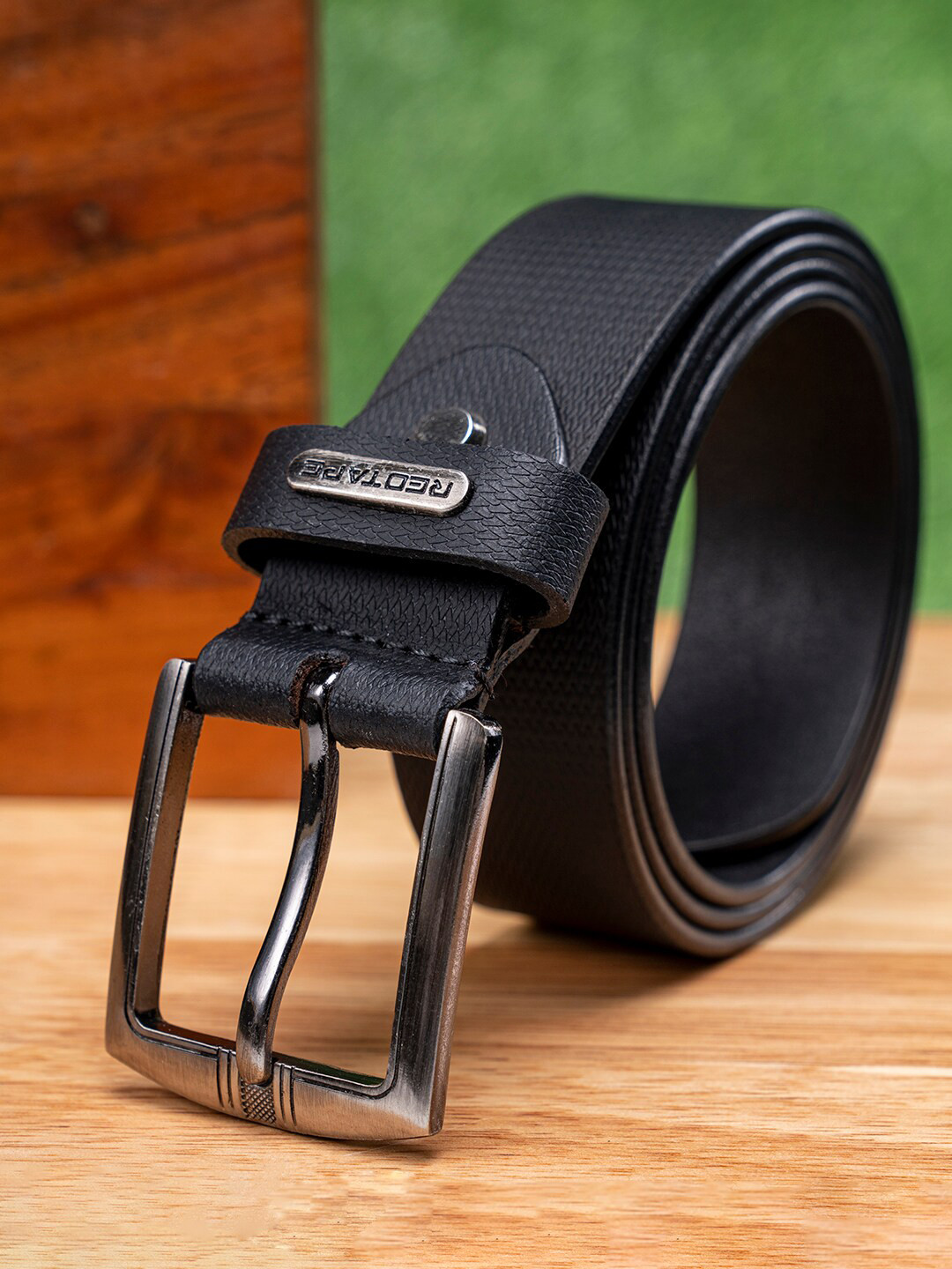 

Red Tape Men Textured Leather Formal Belt, Black