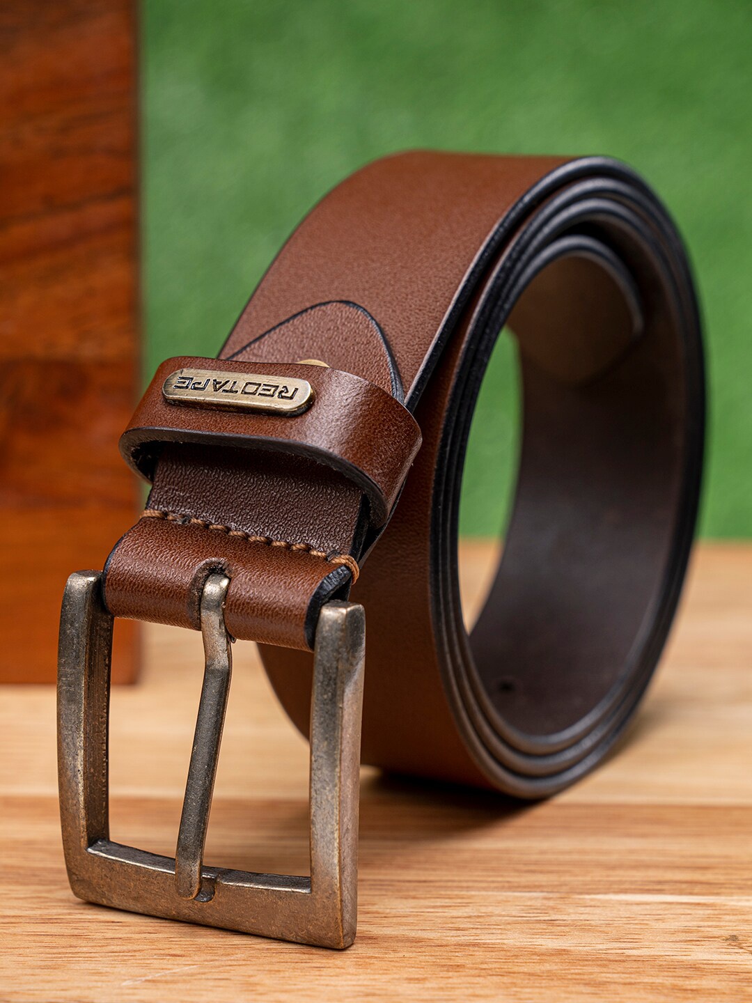 

Red Tape Men Leather Formal Belt, Tan