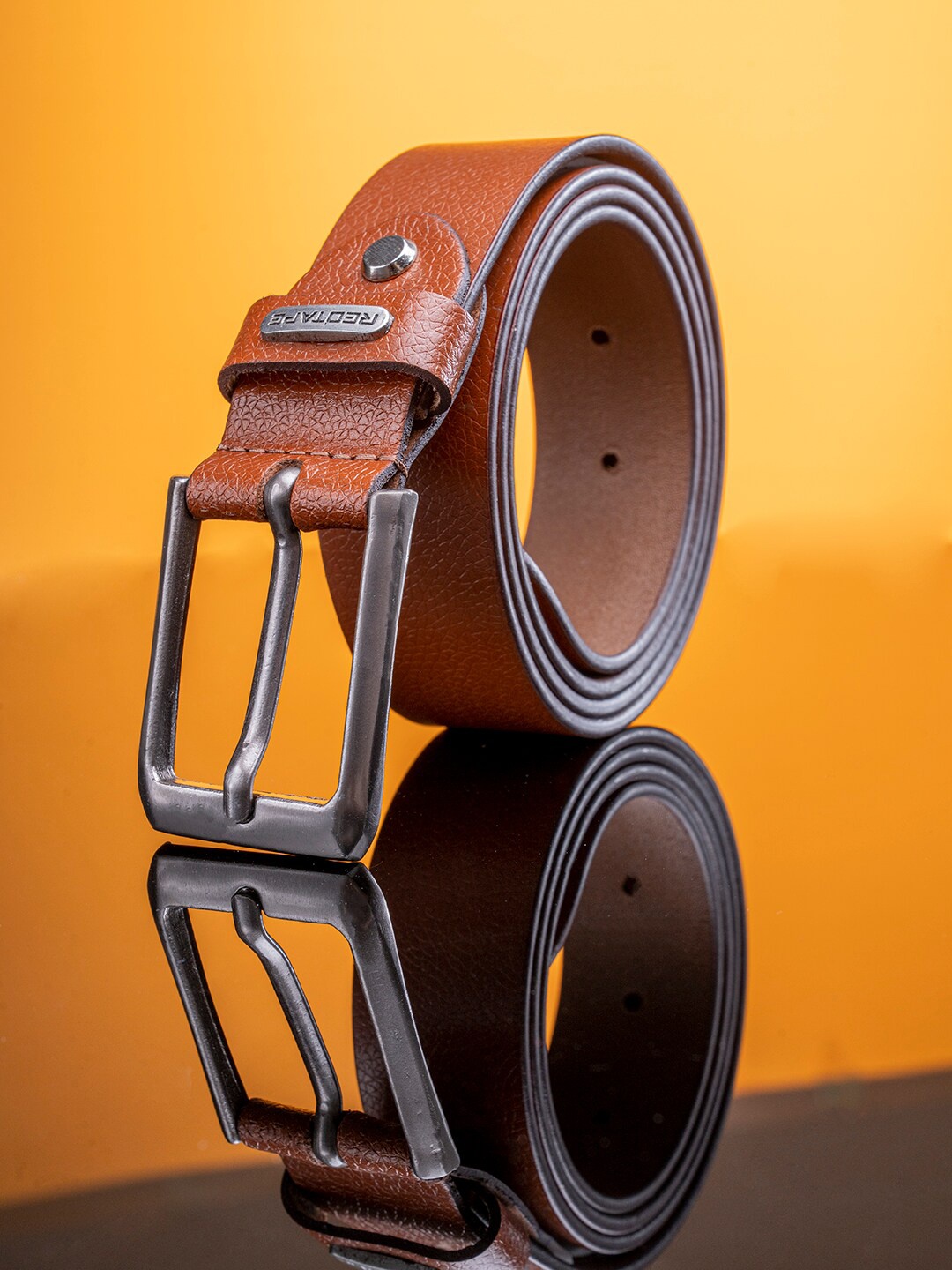 

Red Tape Men Textured Leather Belt, Tan