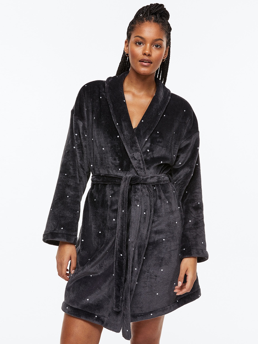 

H&M Women Fleece Dressing Gown, Grey