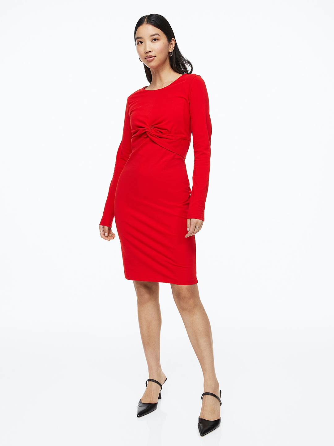 

H&M Mama Knot-Detail Nursing Dress, Red