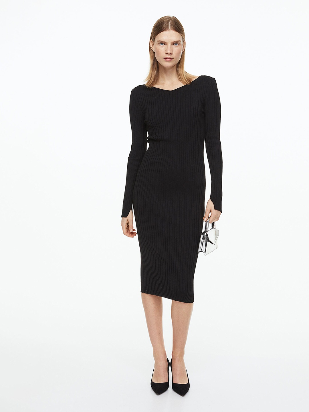 

H&M Rib-Knit Bodycon Dress, Black