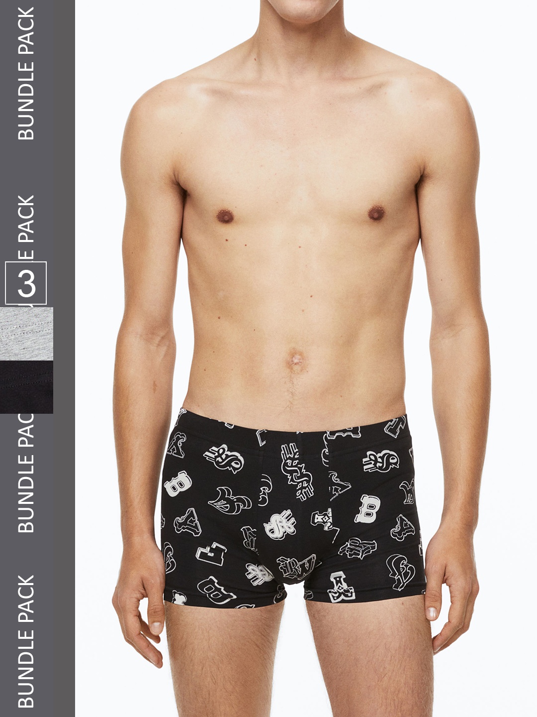

H&M Men 3-Pack Short Cotton Trunks 0564310084, Black