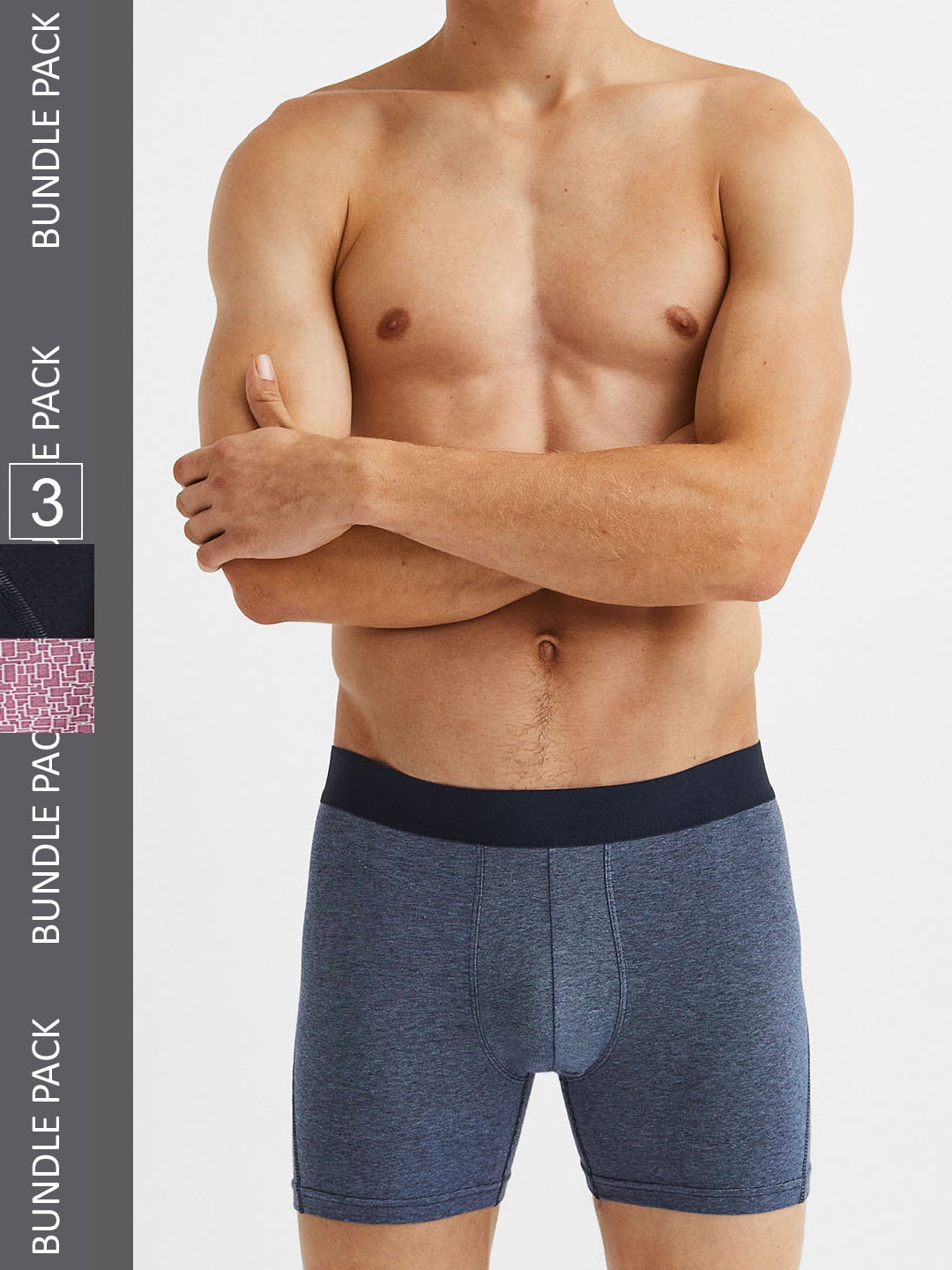 

H&M Men 3-Pack Mid Cotton Trunks, Pink