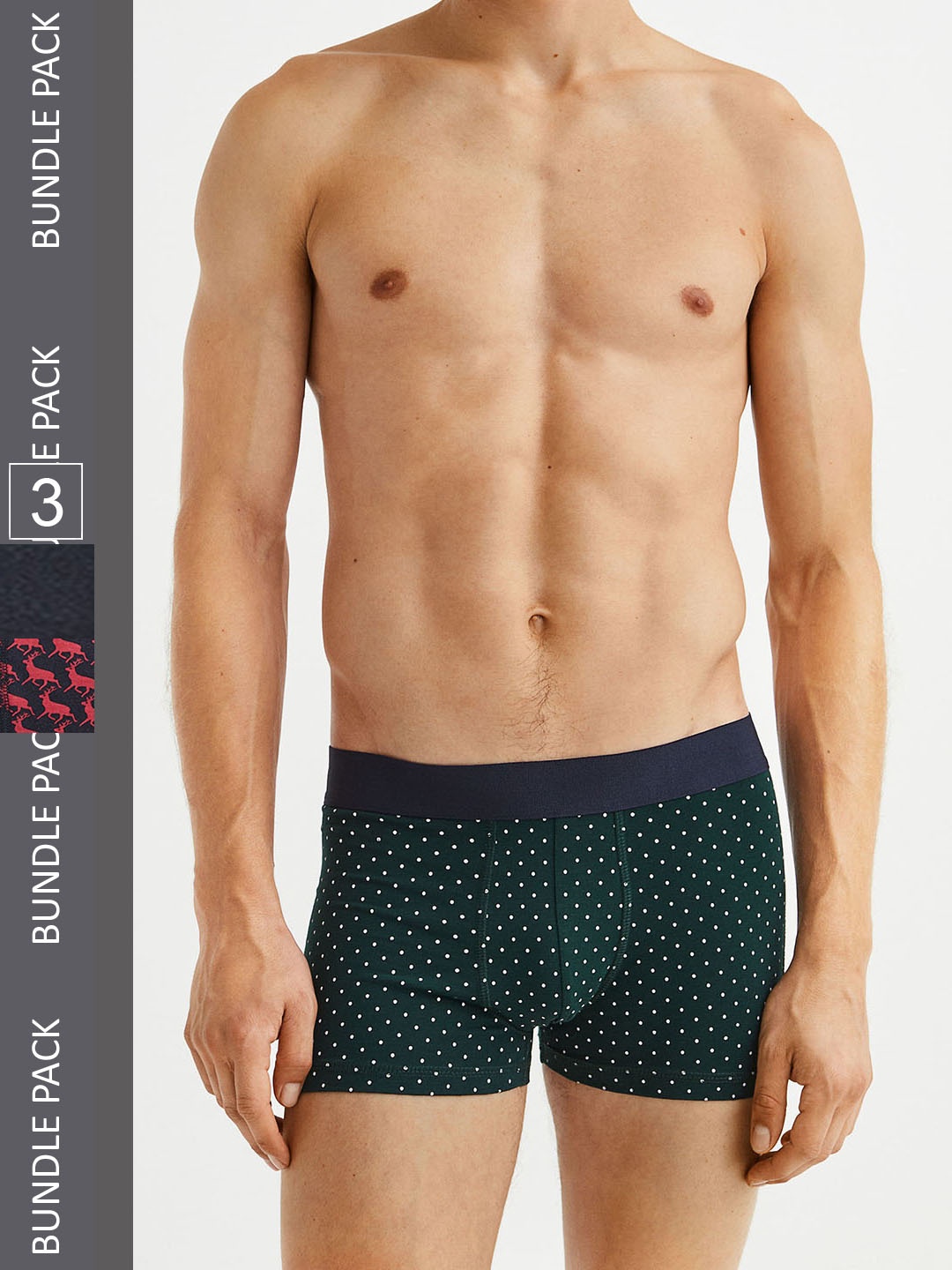 

H&M Men 3-Pack Cotton Short Trunks 1070262015, Red